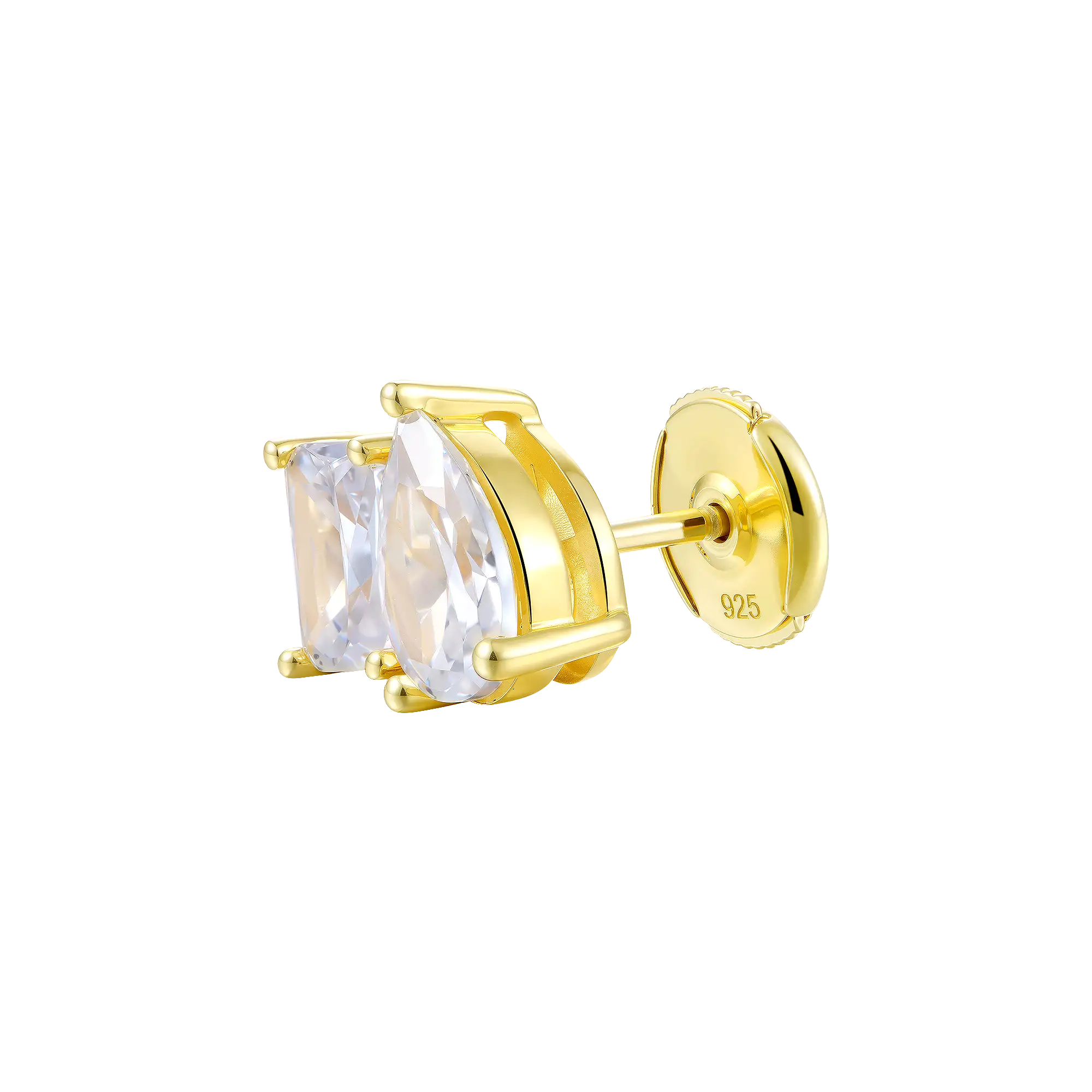 Moissanite S925 Toi et Moi Stud Earrings – Emerald & Pear