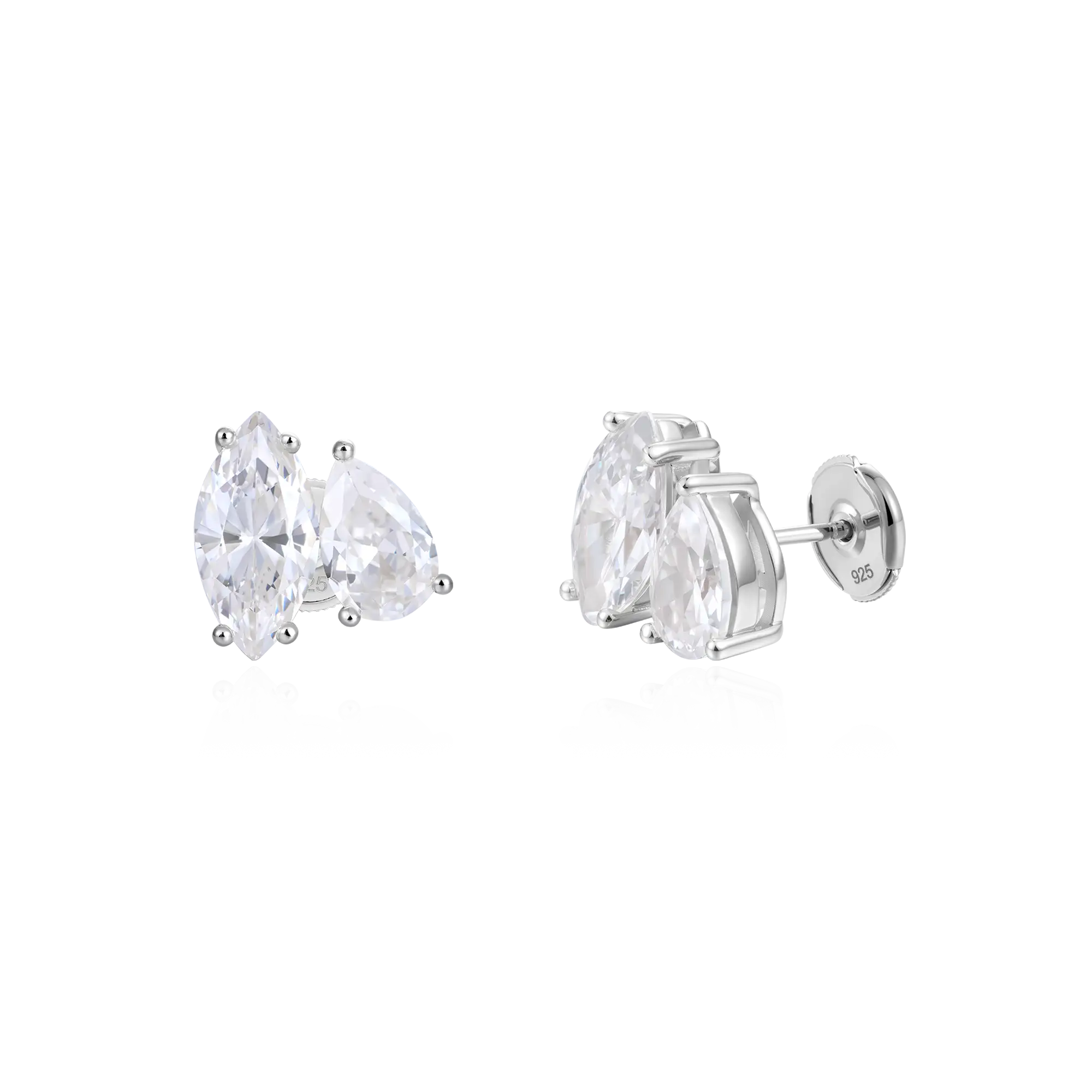 Moissanite Toi et Moi Stud Earrings – Marquise & Pear