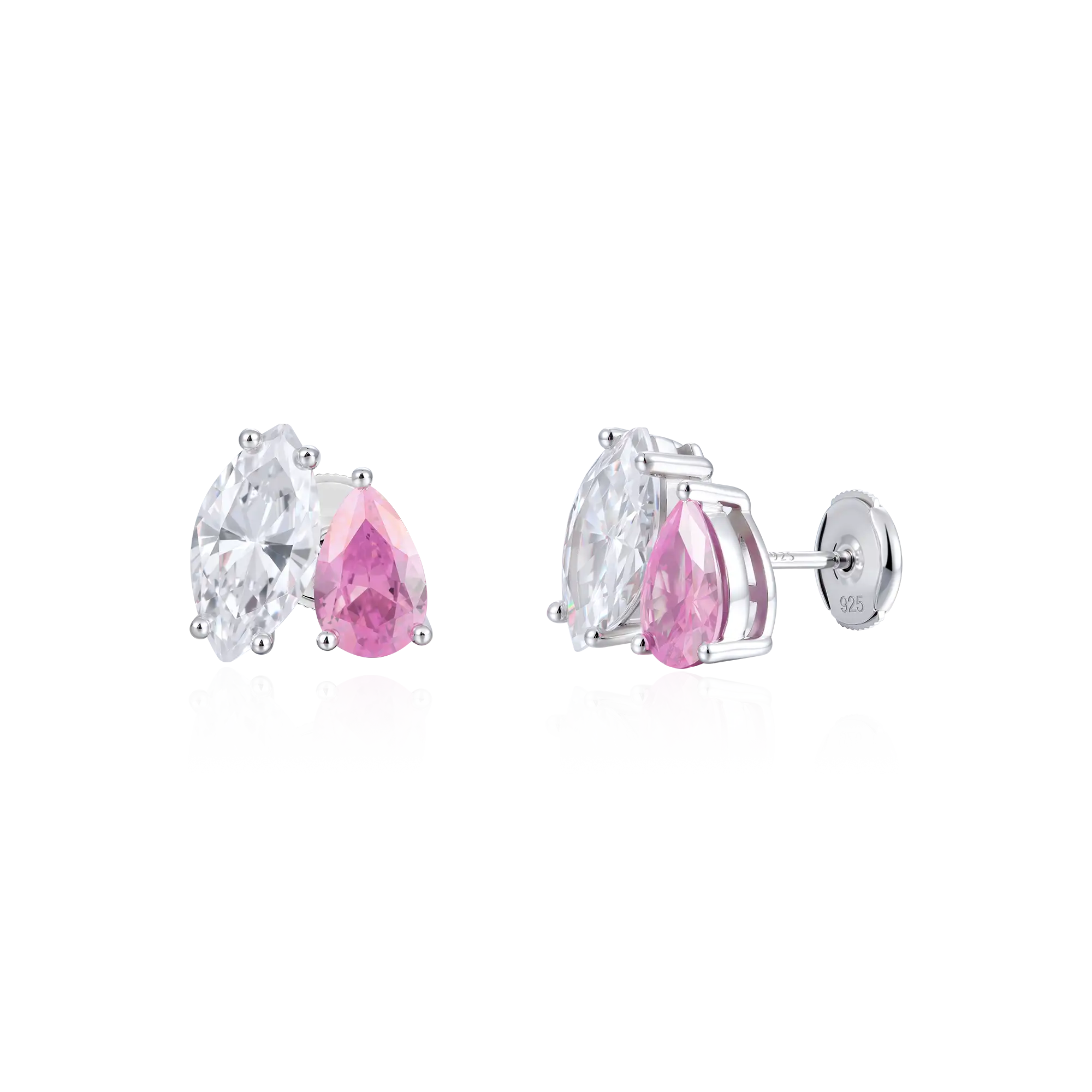 Moissanite S925 Toi et Moi Stud Earrings – Marquise & Pear