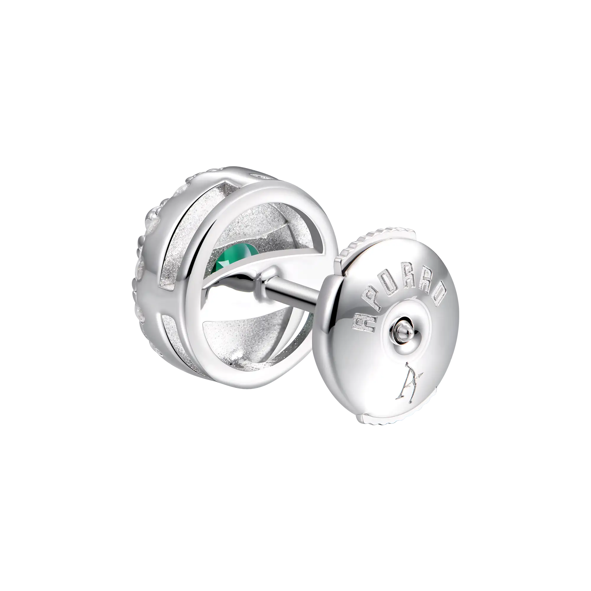 Halo Round Cut Stud Earring - Green
