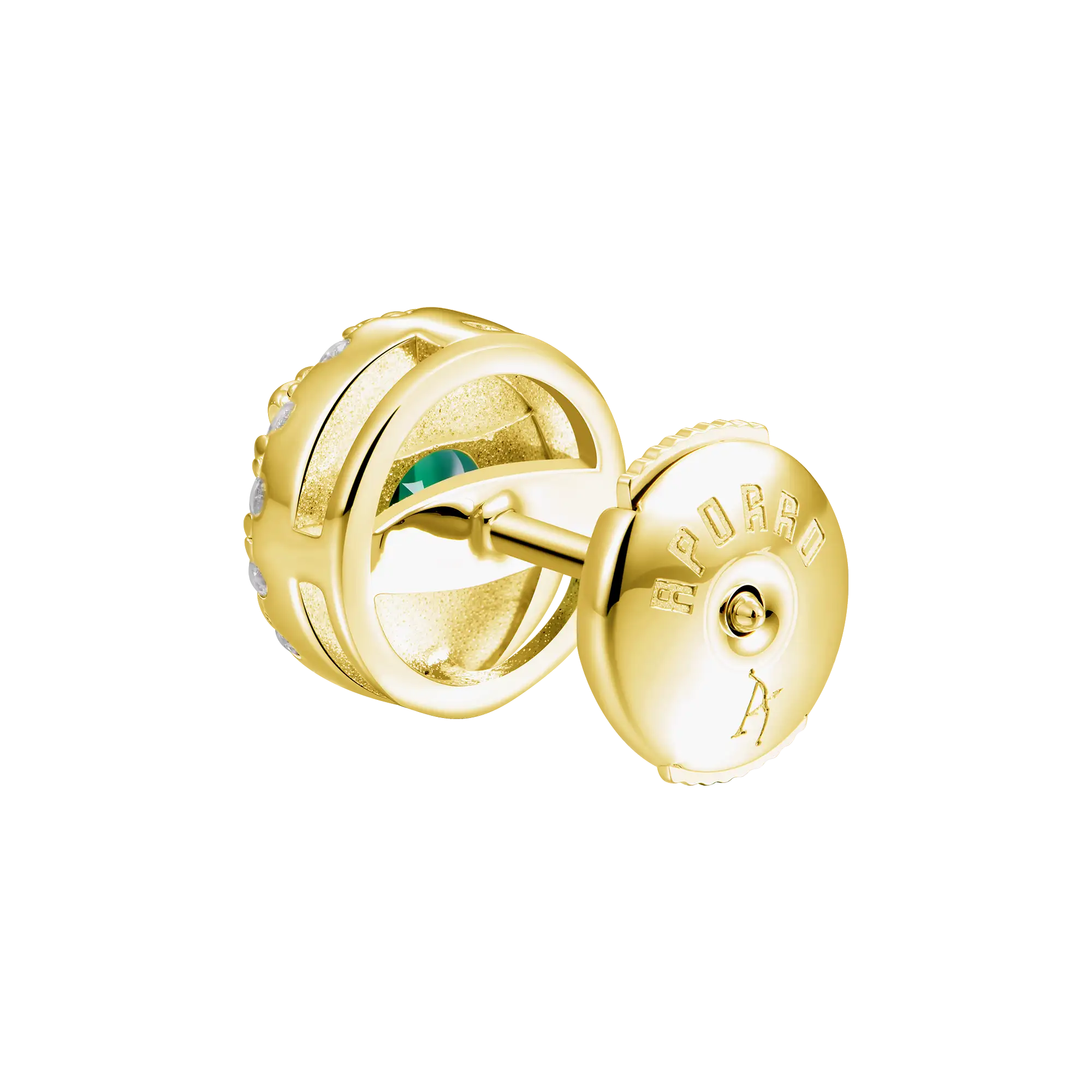 Halo Round Cut Stud Earring - Green