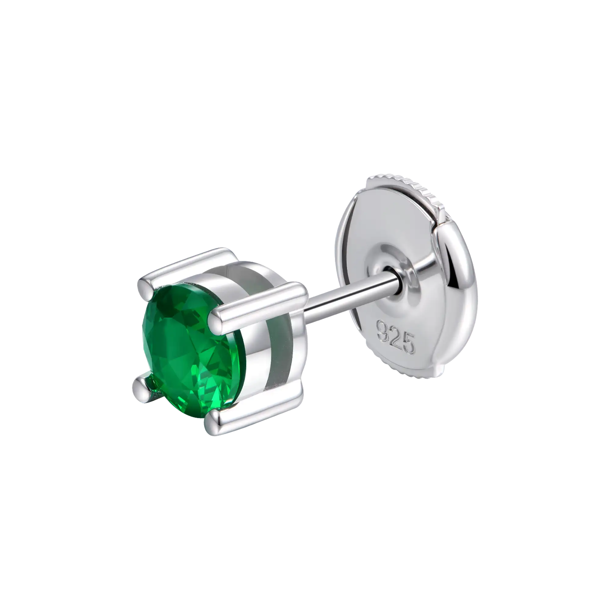 Round Cut Stud Earring - Green