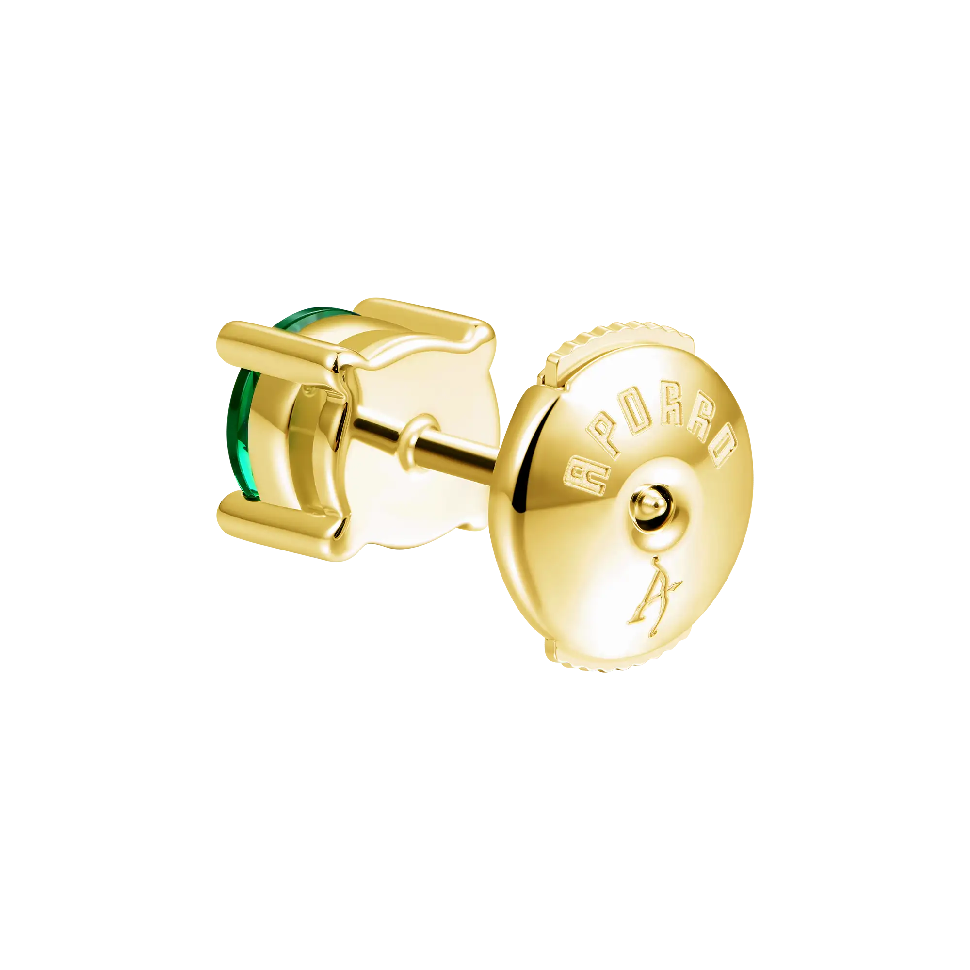 Round Cut Stud Earring - Green