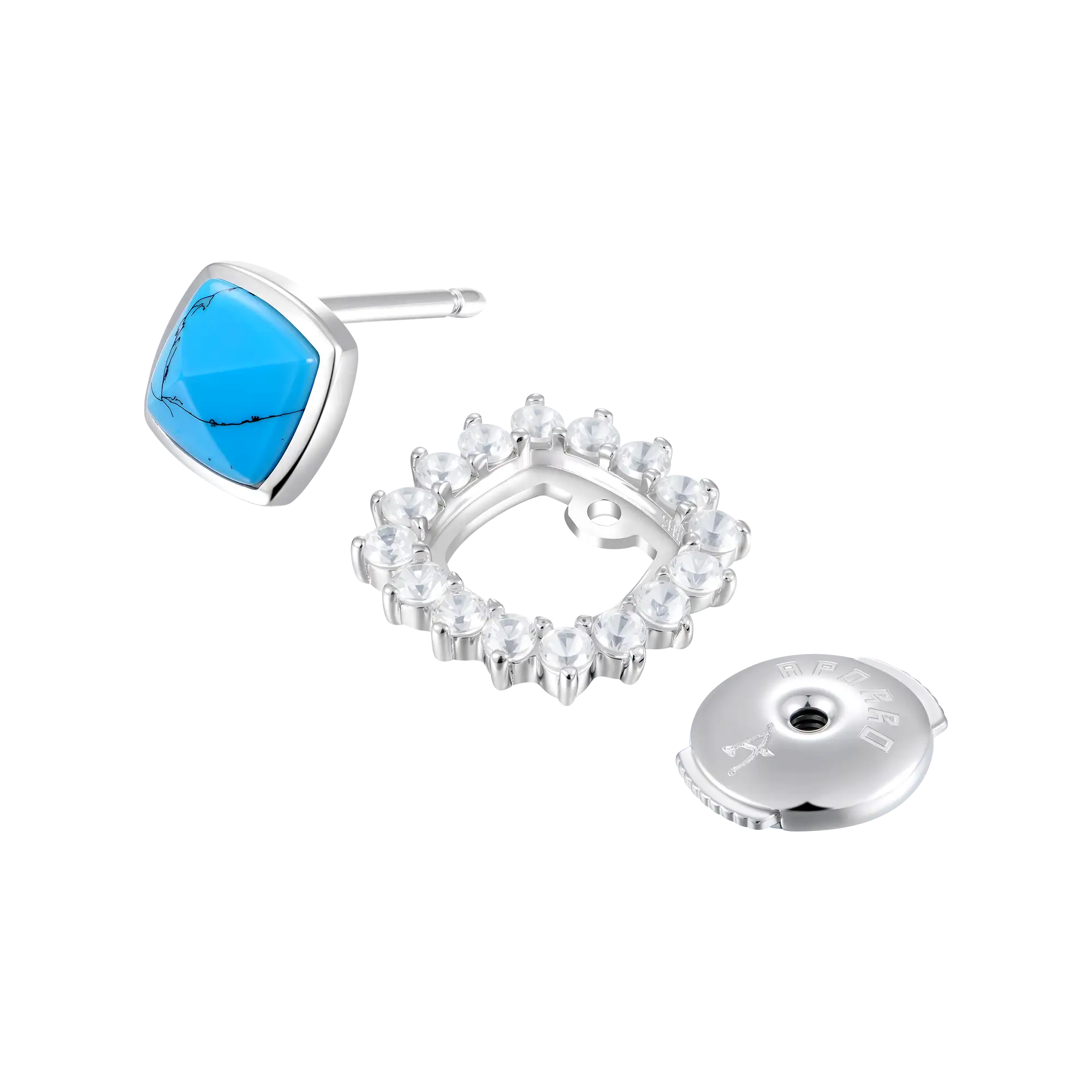 S925 Turquoise Halo Detachable Stud Earrings