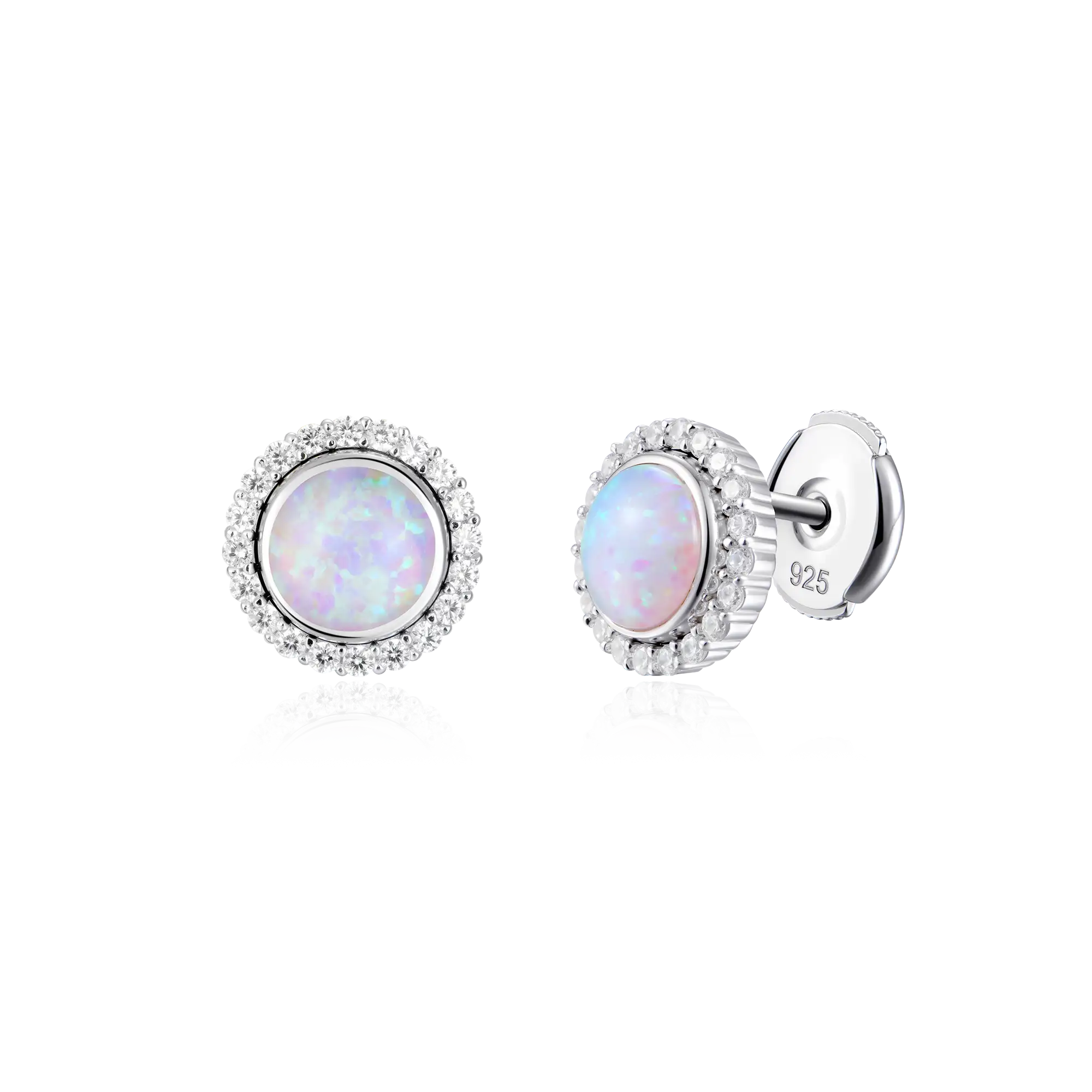 S925 Opal Halo Detachable Stud Earrings