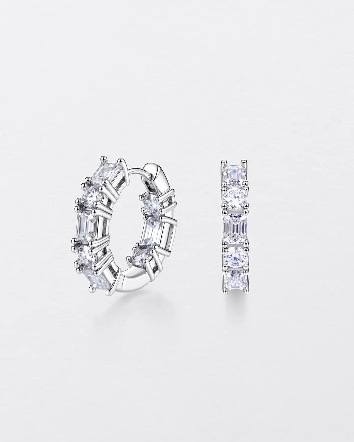 Emerald & Round Cut Hoop Earrings