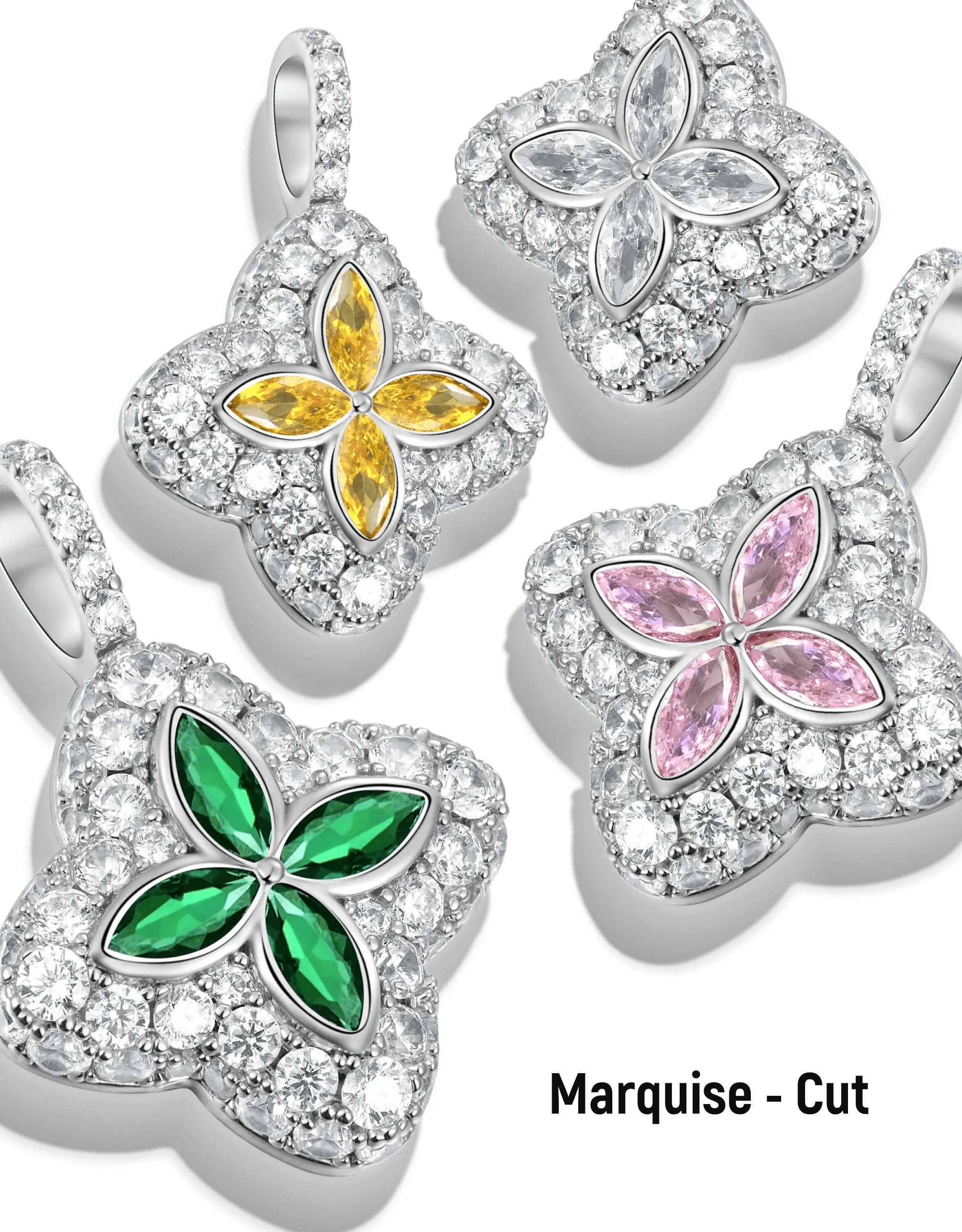 Moissanite Luminous Clover Pendant - Pink Diamond