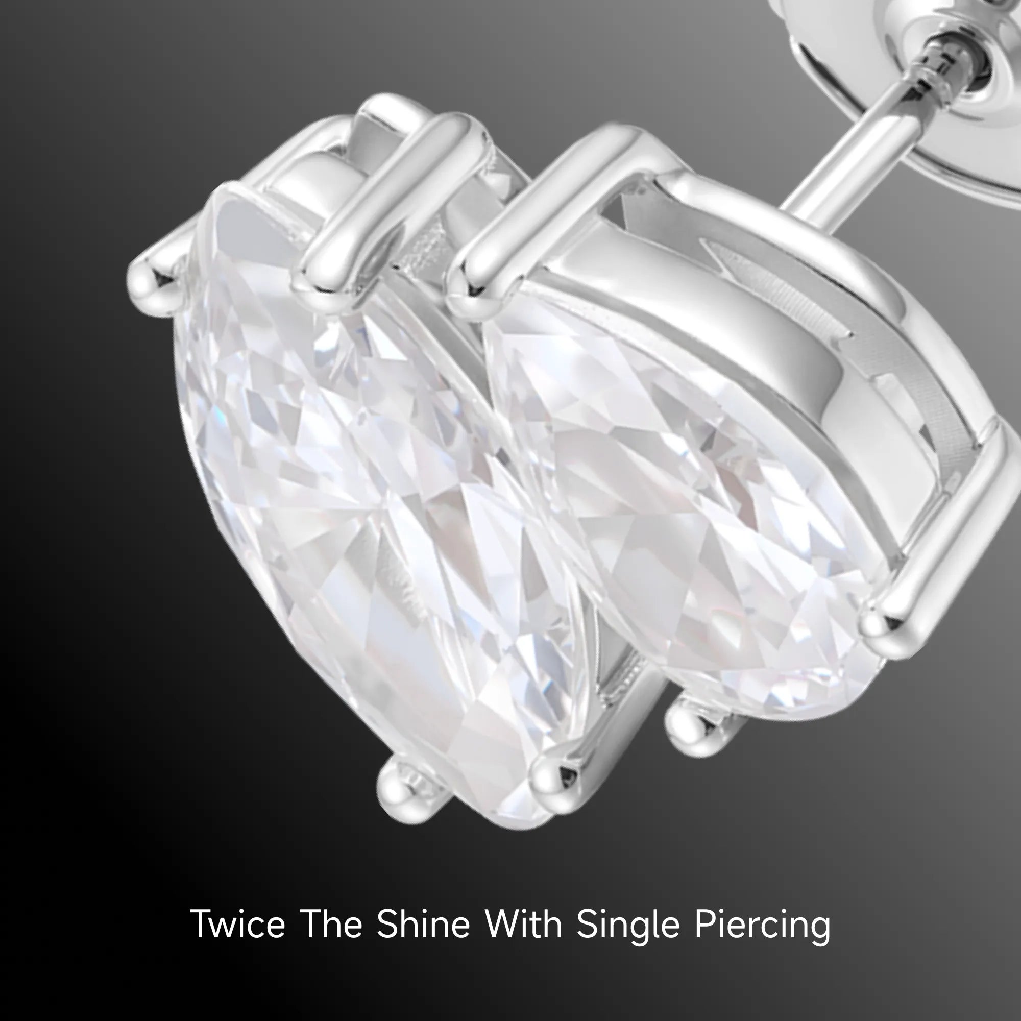 Moissanite S925 Toi et Moi Stud Earrings – Marquise & Pear