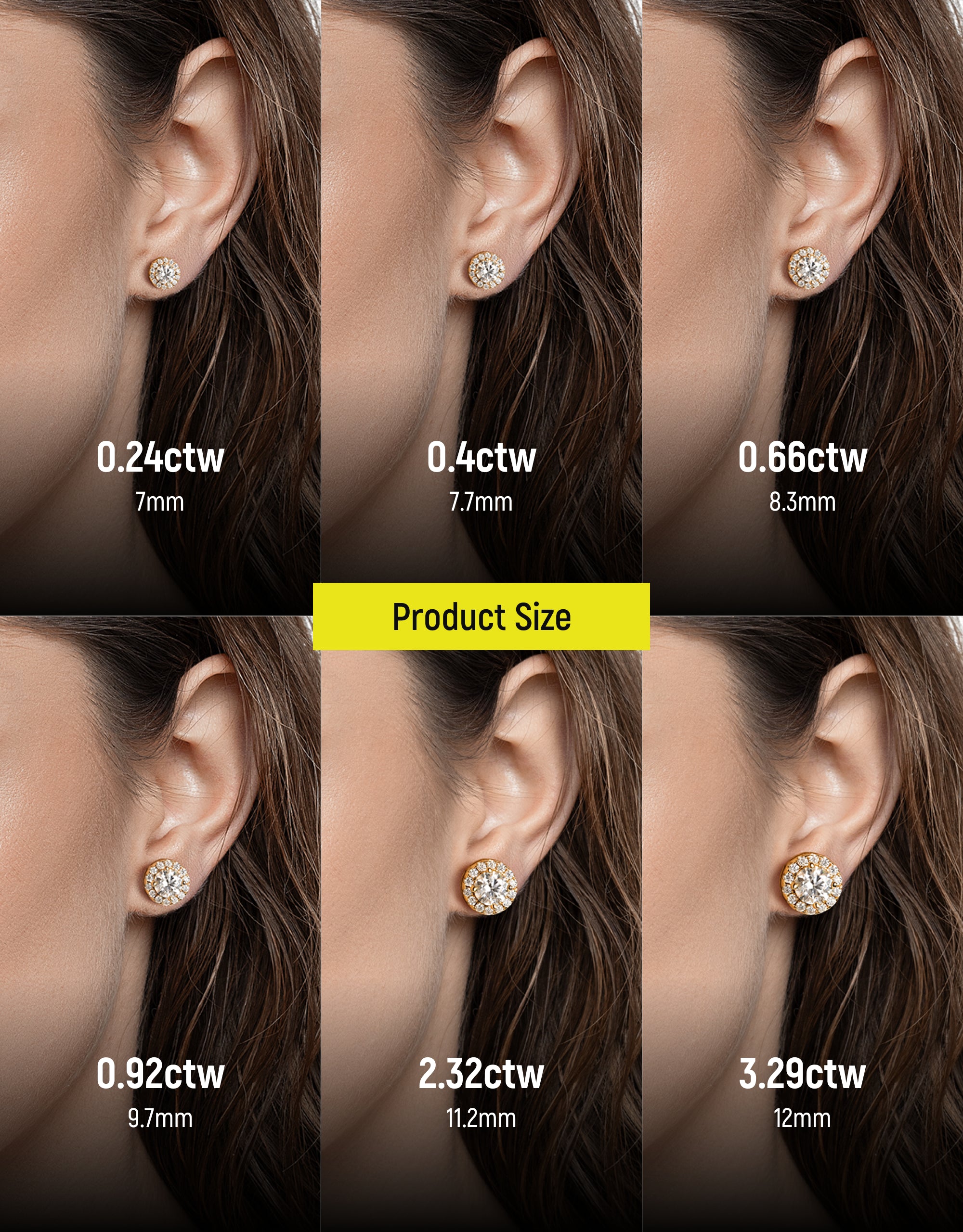 Moissanite Halo Round Cut Stud Earring