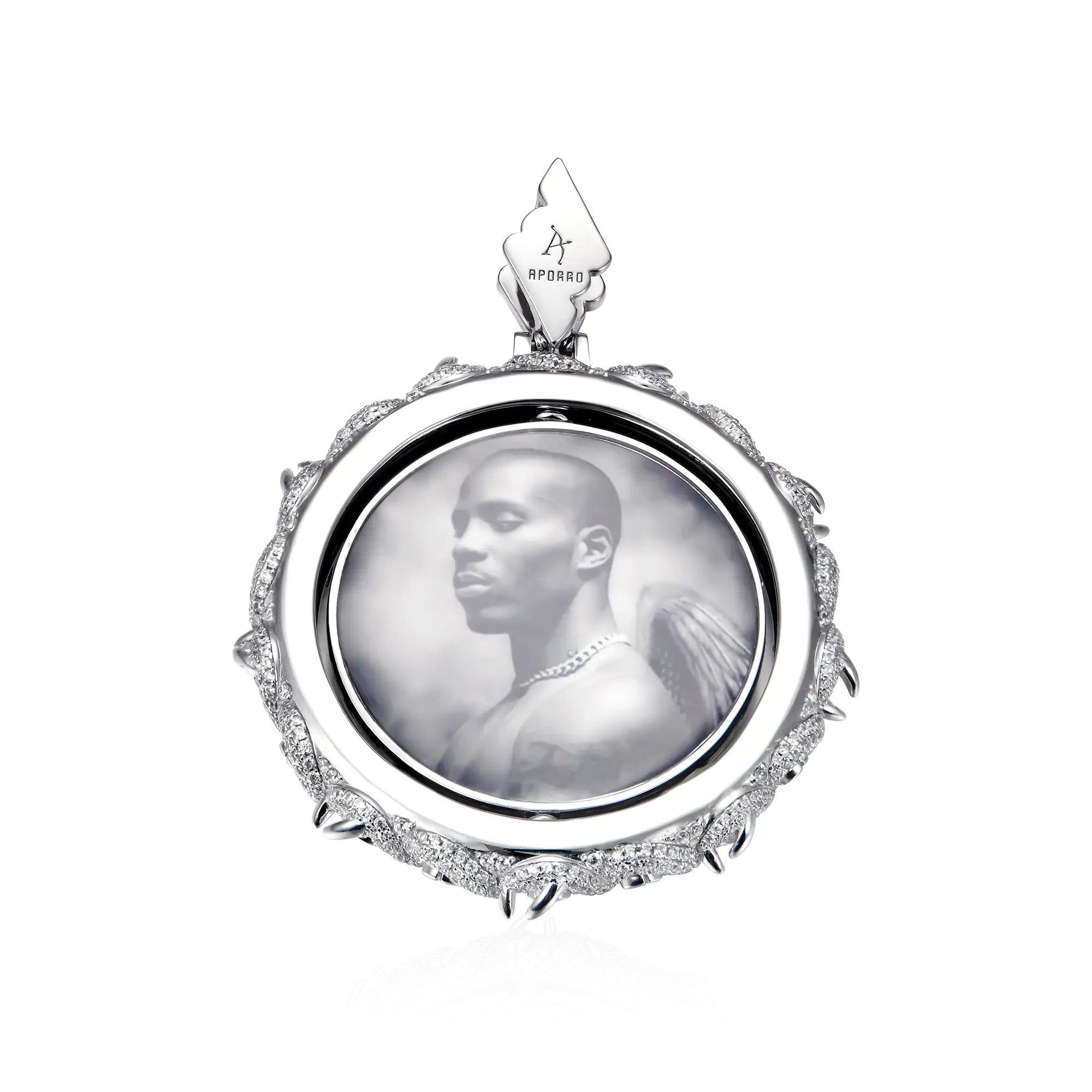 Custom Rotating Double Sided Moissanite Thorns Photo Necklace Pendant