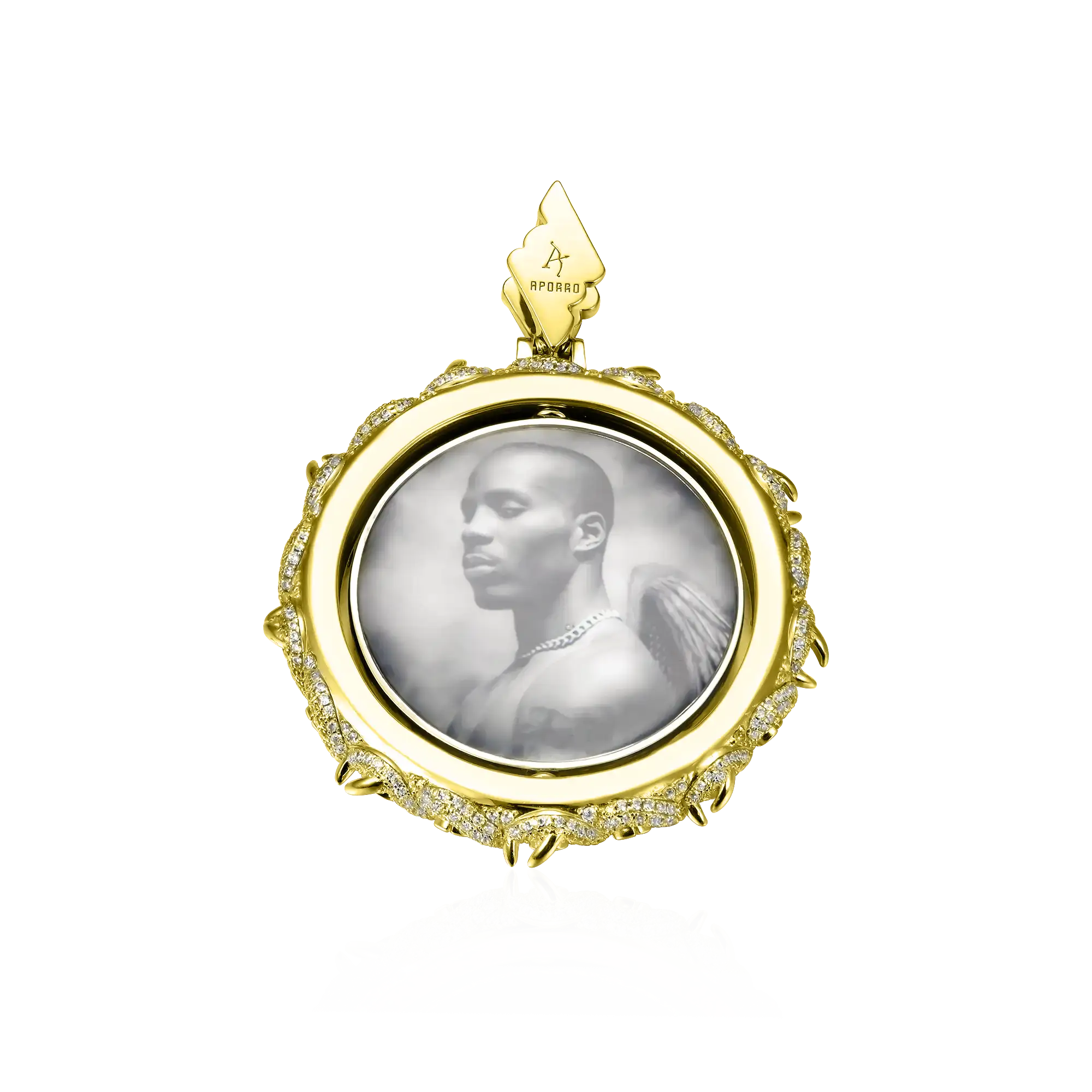 Custom Rotating Double Sided Moissanite Thorns Photo Necklace Pendant