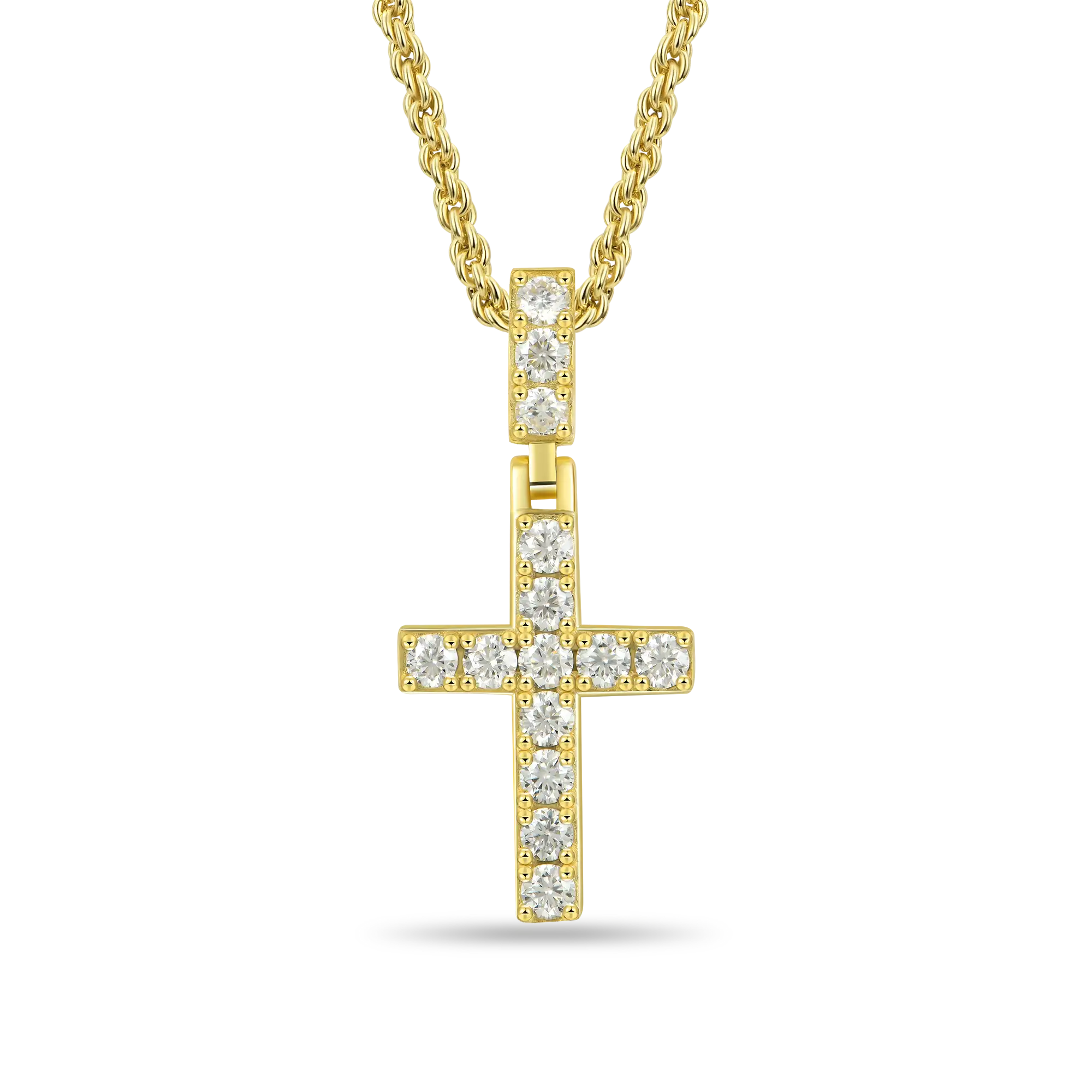 Moissanite Solid Tennis Cross Pendant