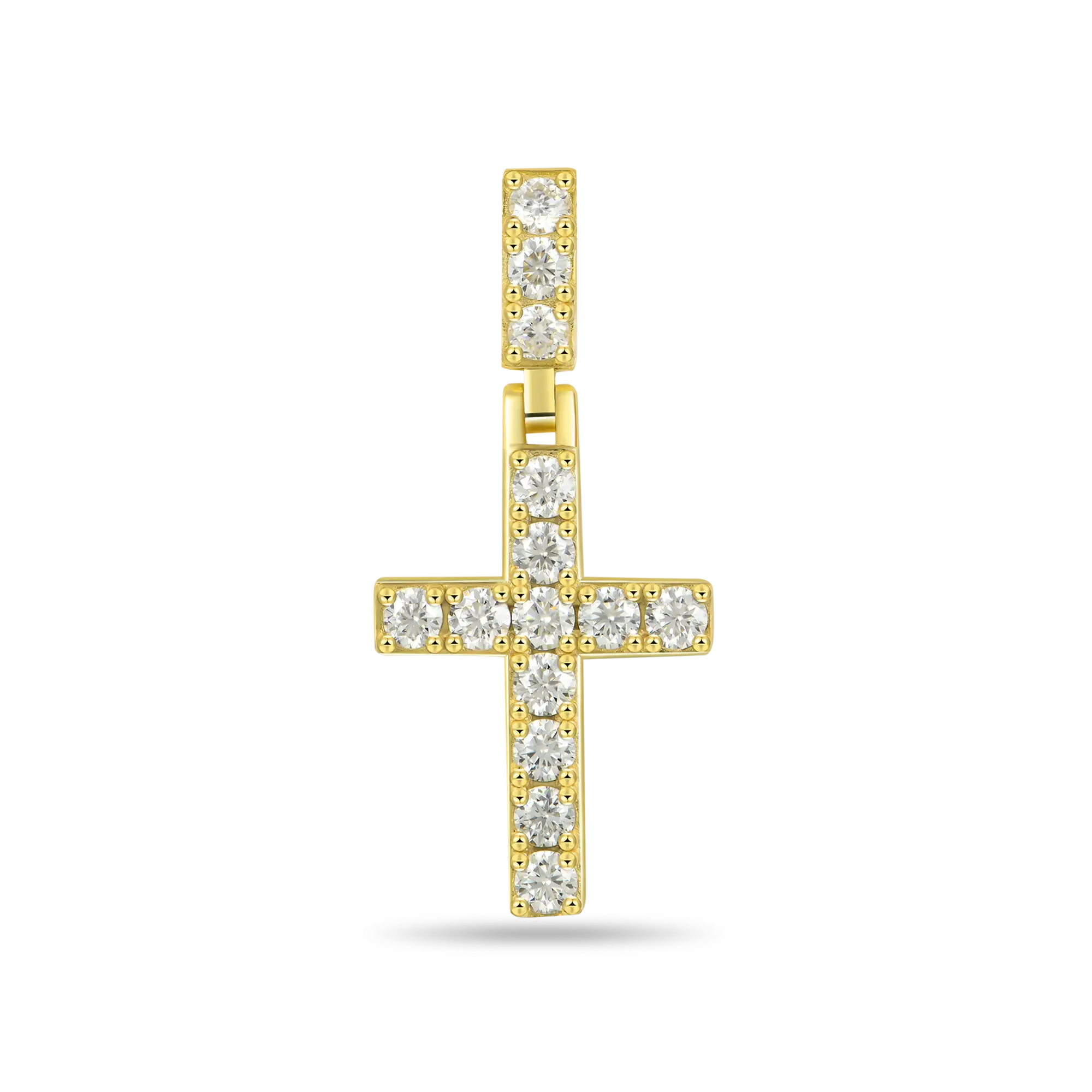 Moissanite Solid Tennis Cross Pendant