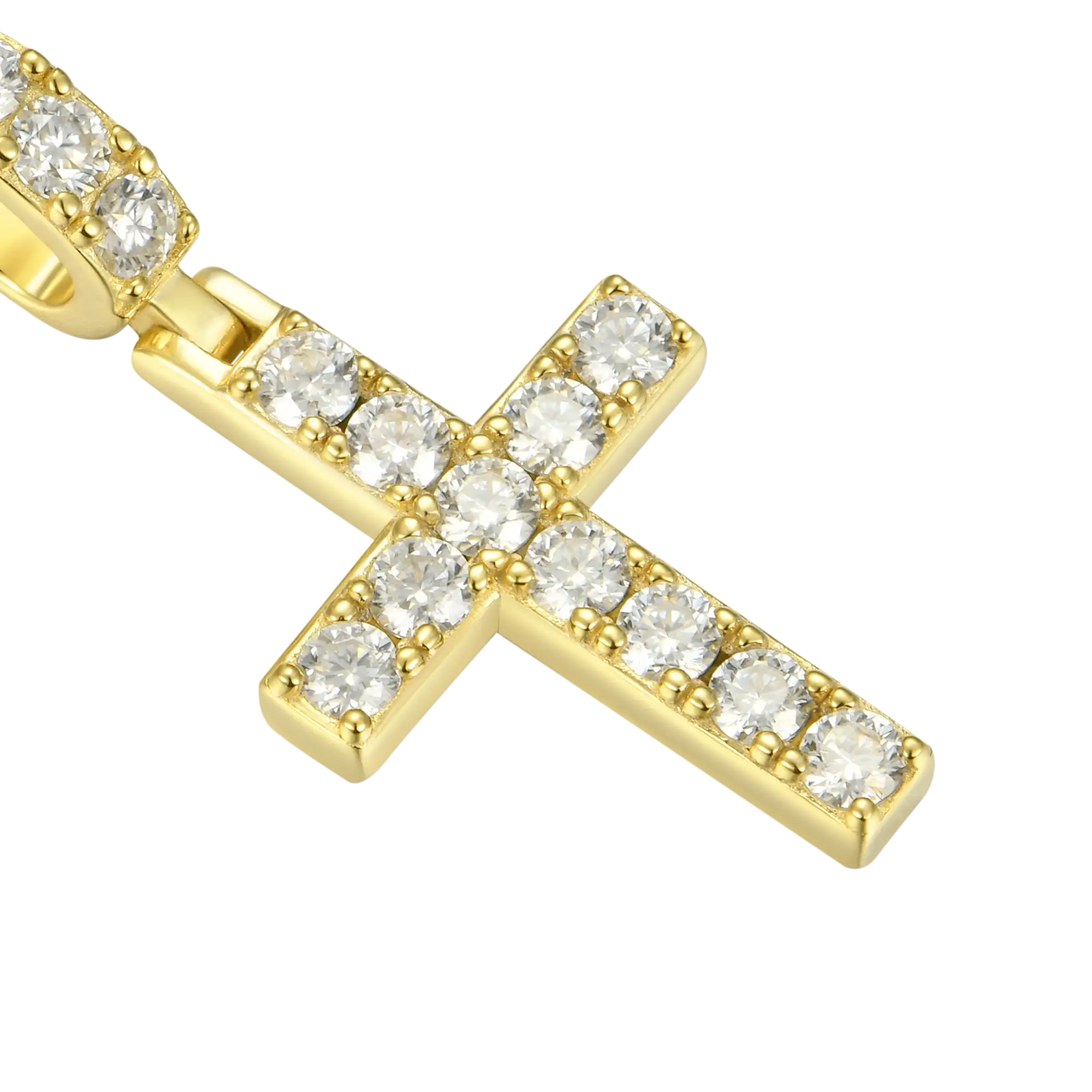 Moissanite Solid Tennis Cross Pendant
