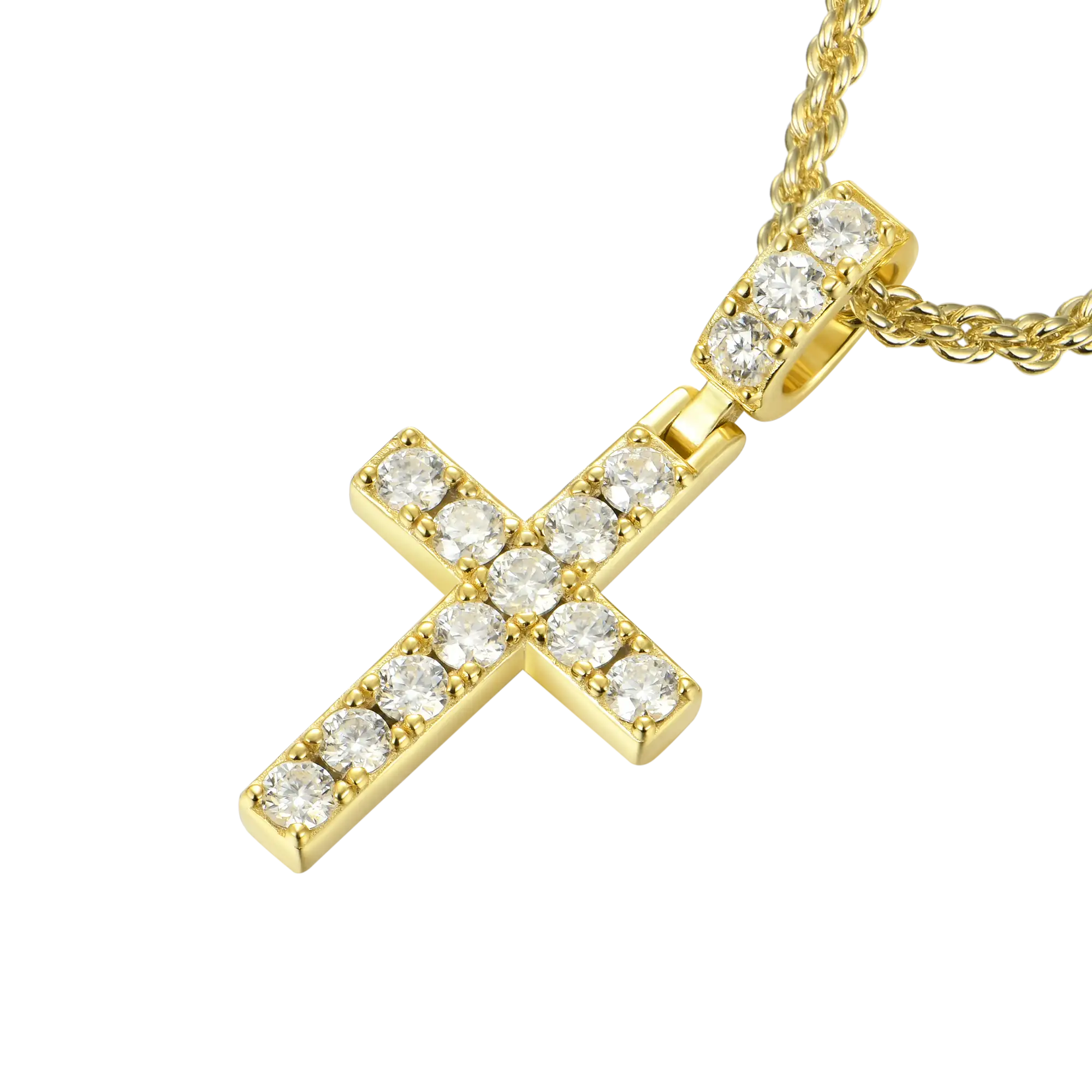 Moissanite Solid Tennis Cross Pendant