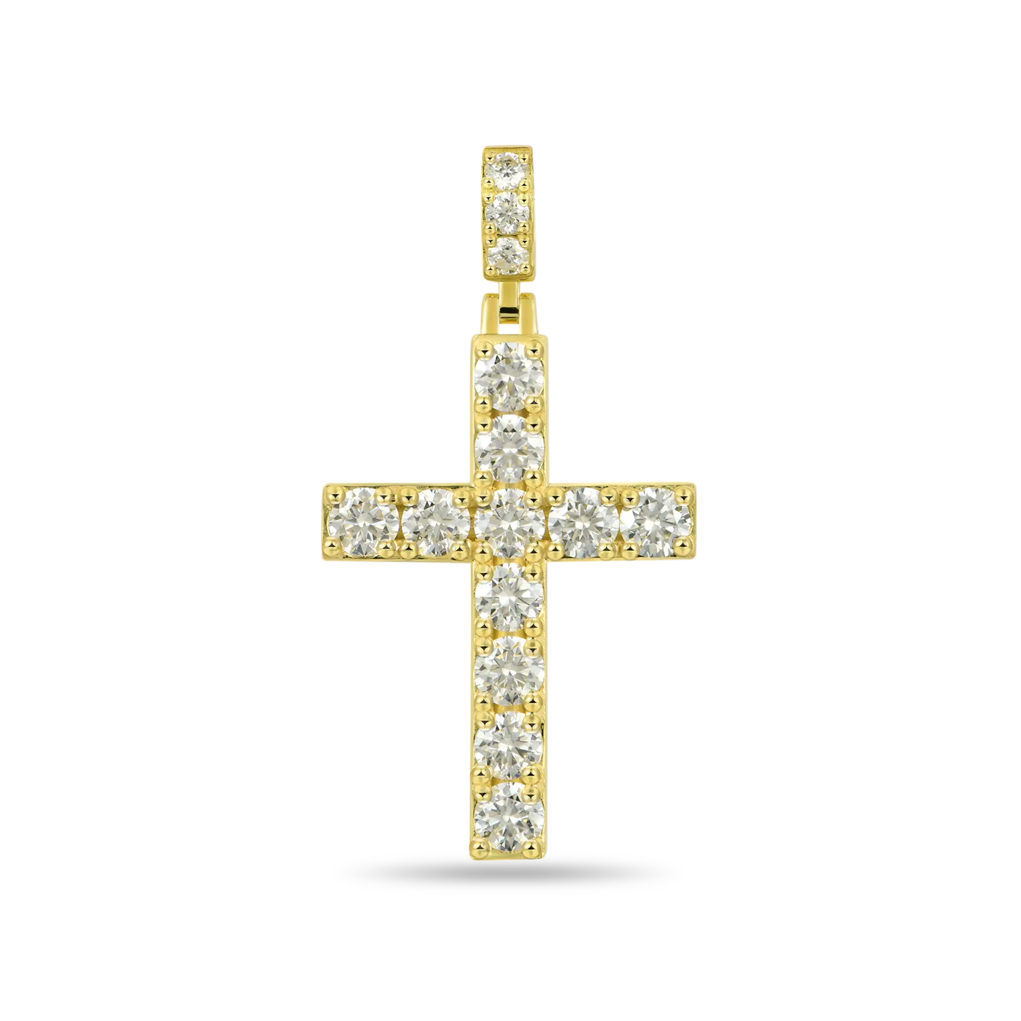 Moissanite Solid Tennis Cross Pendant