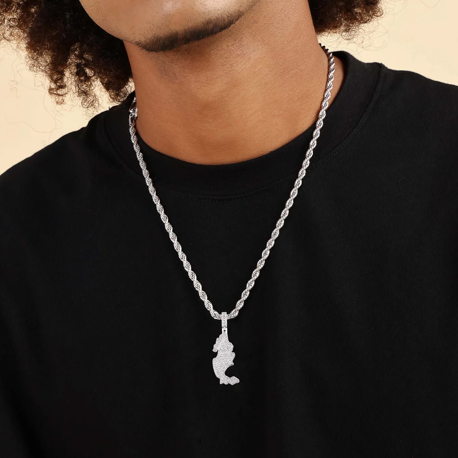 Moissanite Round Cut Map of Mexico Pendant