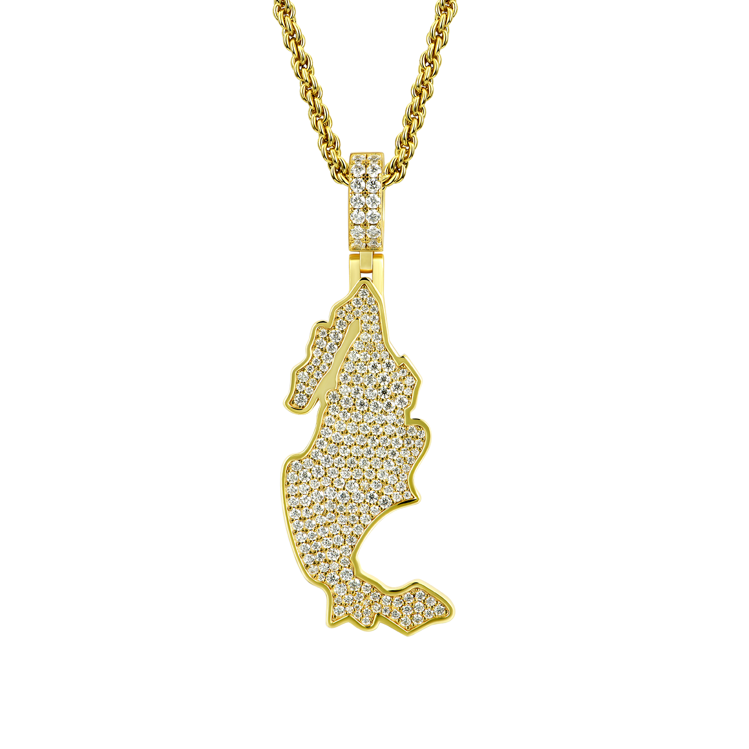 Moissanite Round Cut Map of Mexico Pendant