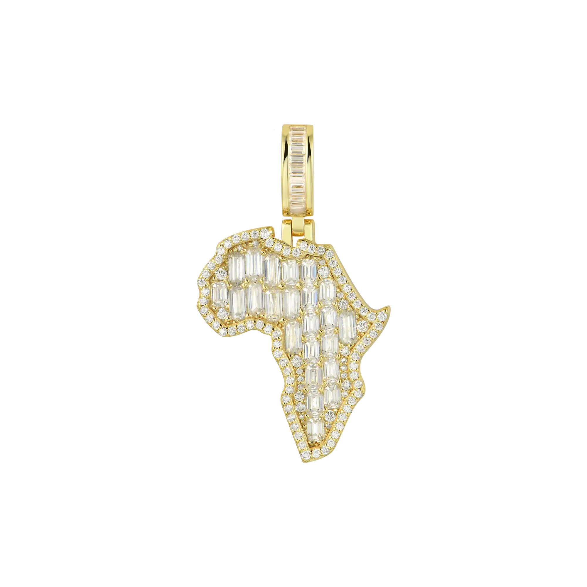Moissanite Emerald Cut Map of Africa Pendant
