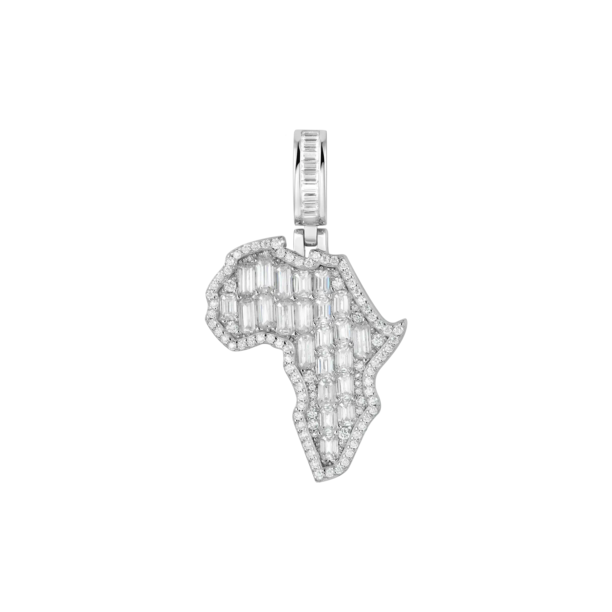 Moissanite Emerald Cut Map of Africa Pendant