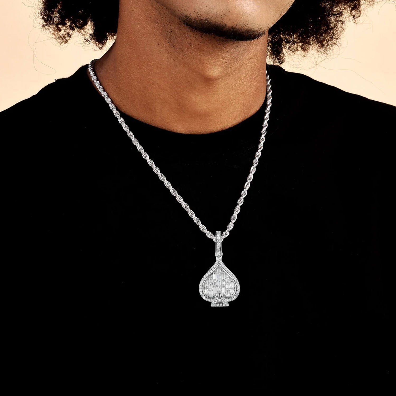 Moissanite Emerald Cut Spade Pendant