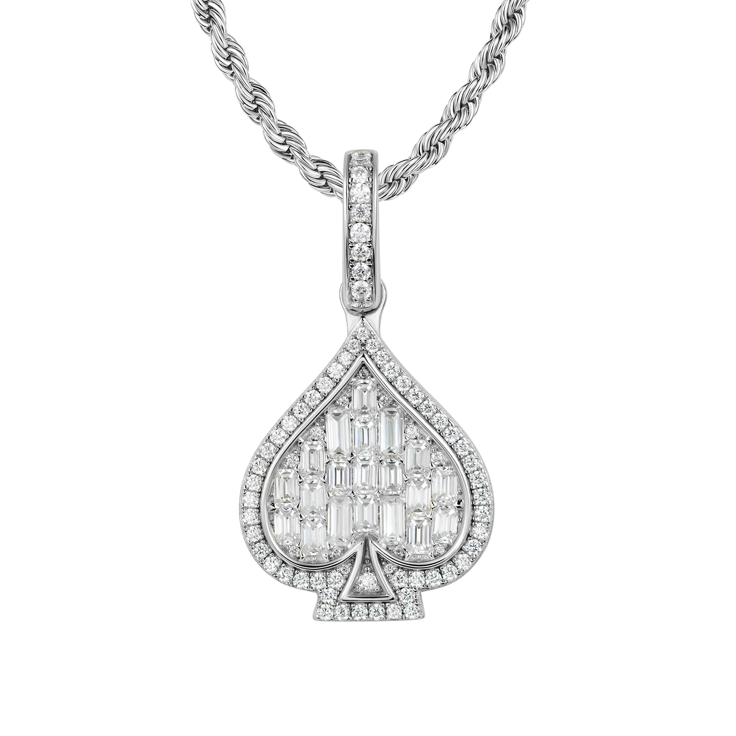 Moissanite Emerald Cut Spade Pendant