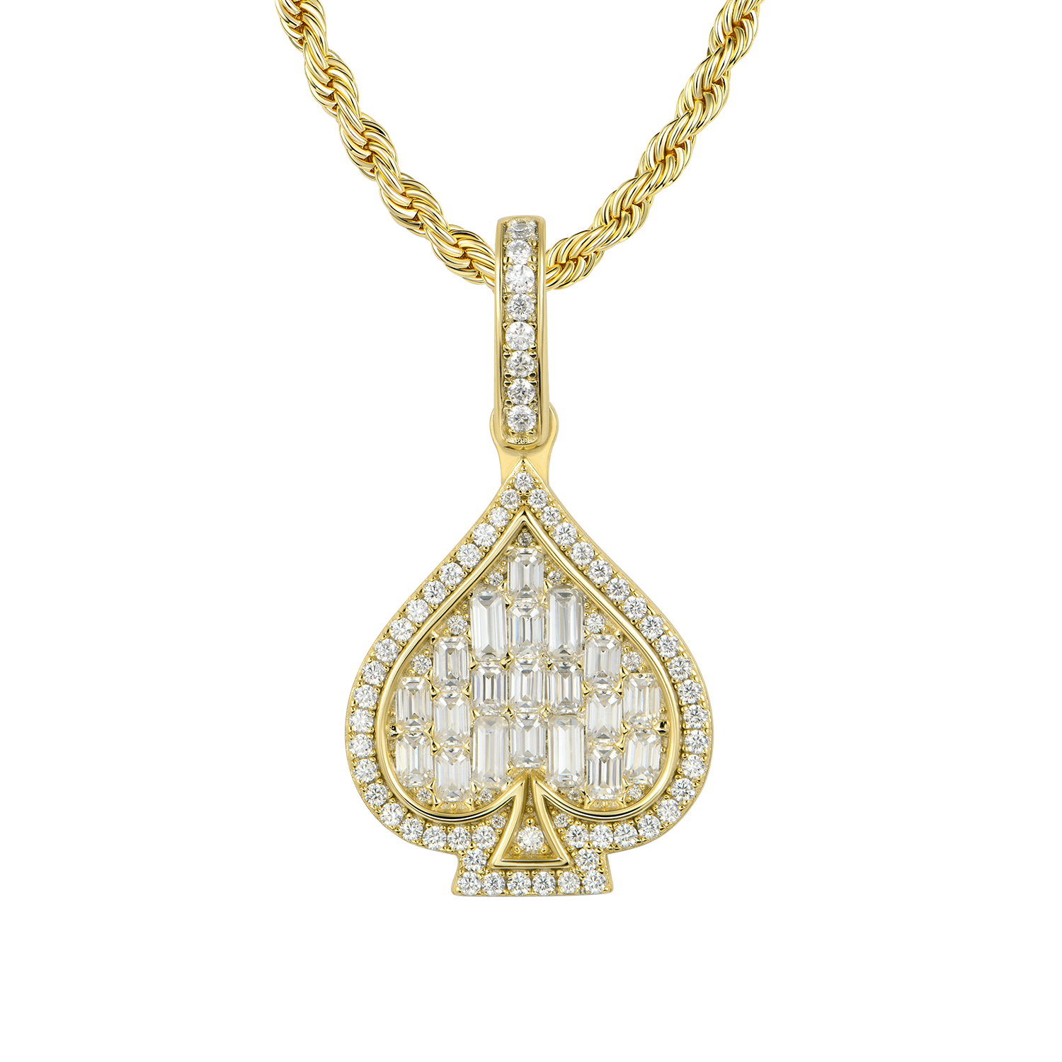 Moissanite Emerald Cut Spade Pendant