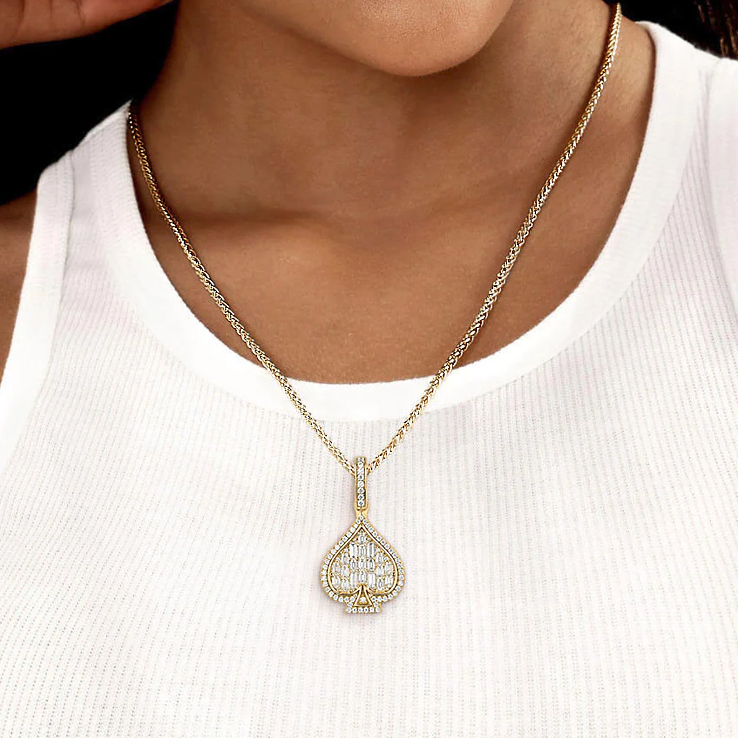 Moissanite Emerald Cut Spade Pendant