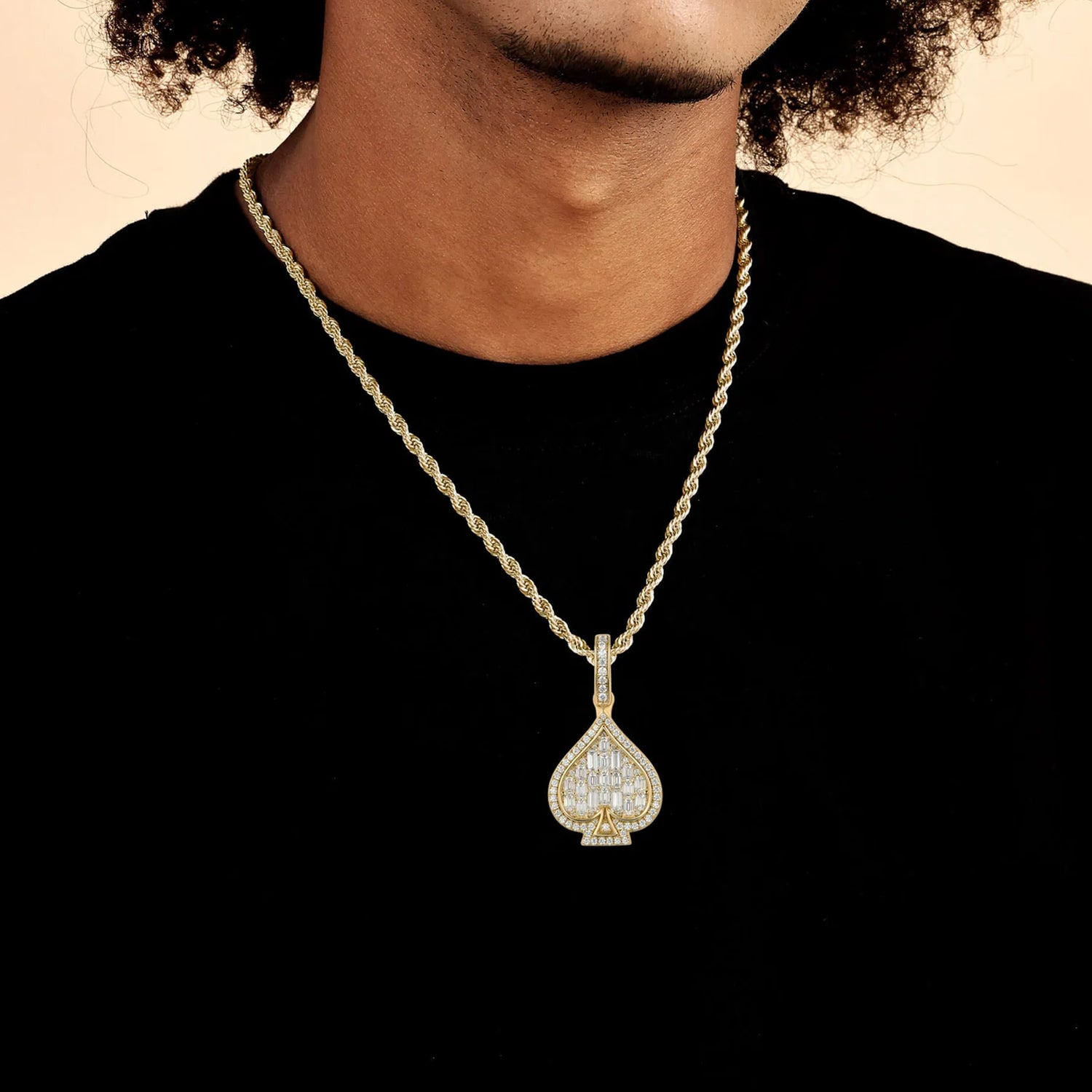 Moissanite Emerald Cut Spade Pendant