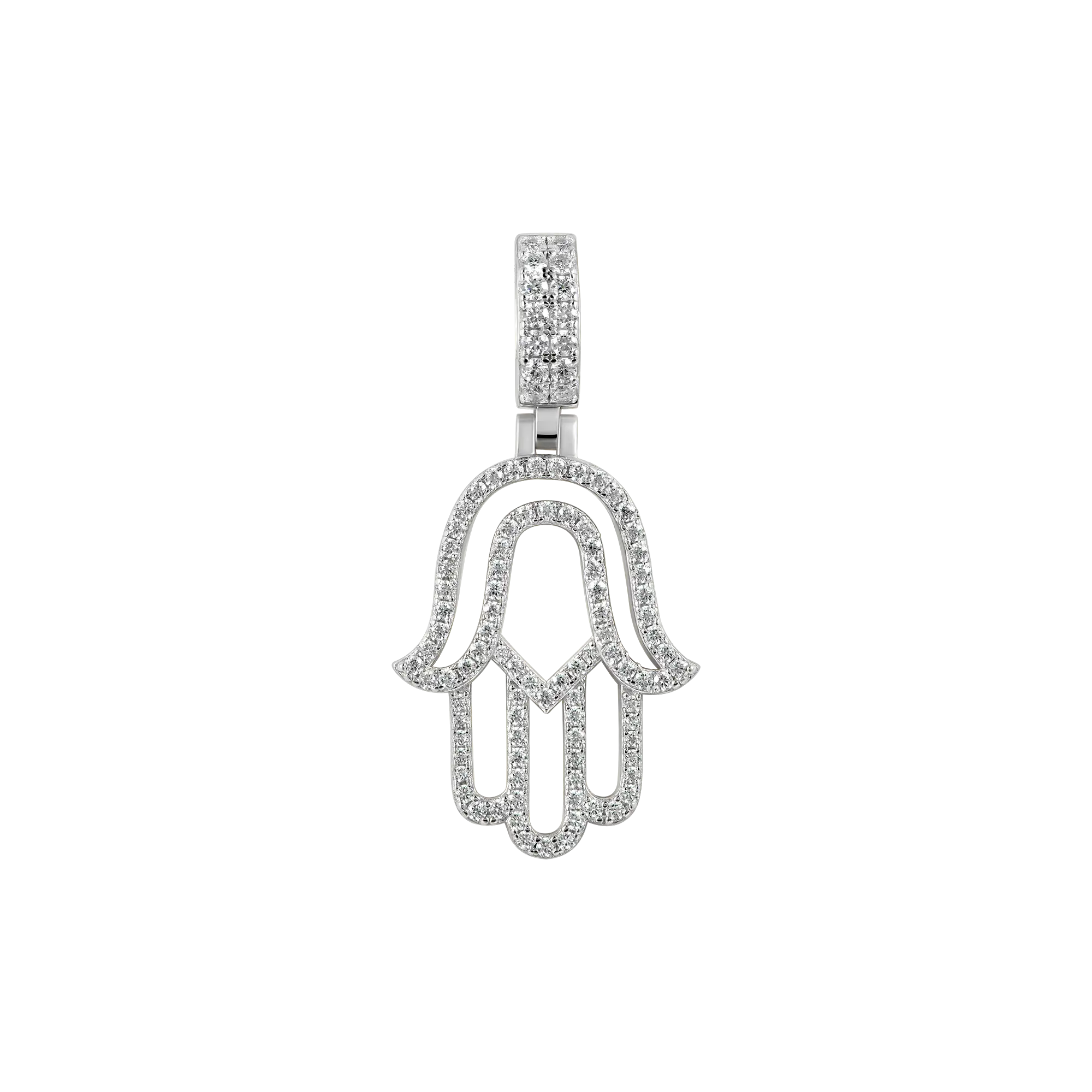 Moissanite Round Cut Hollow Hamsa Pendant