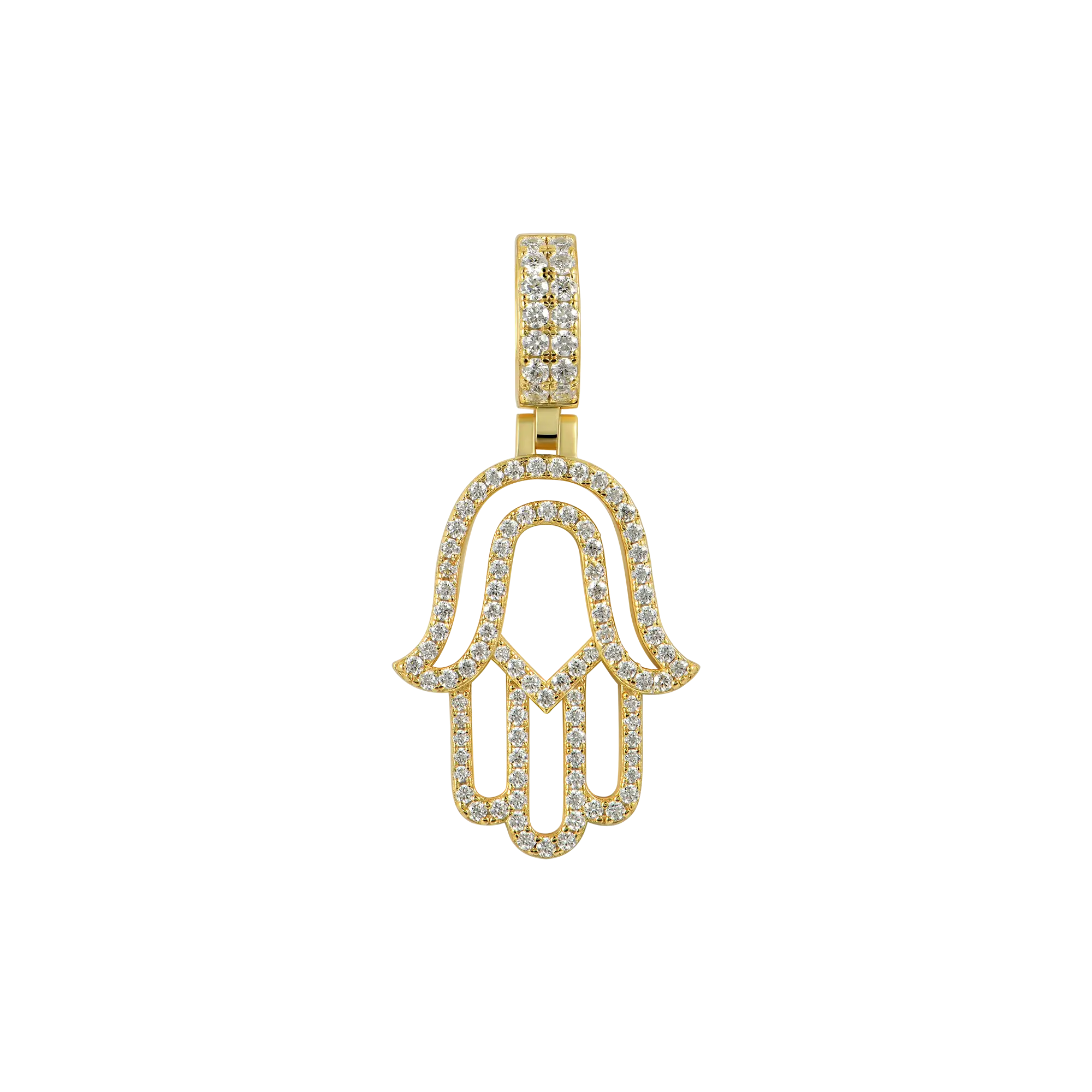Moissanite Round Cut Hollow Hamsa Pendant