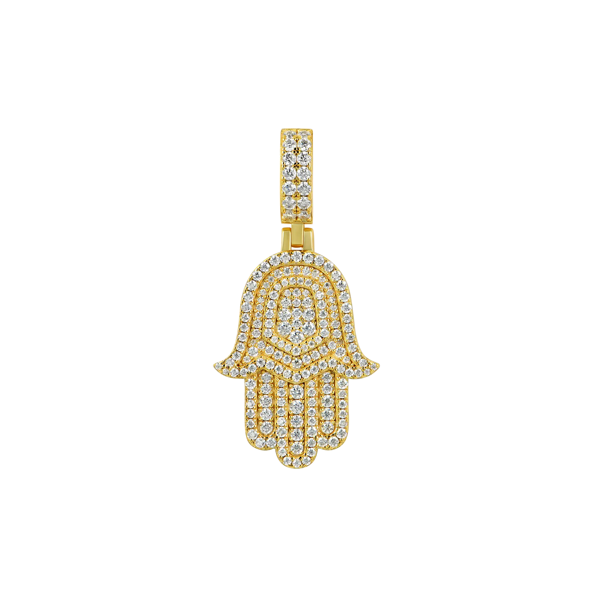Moissanite Double-Layered Hamsa Pendant