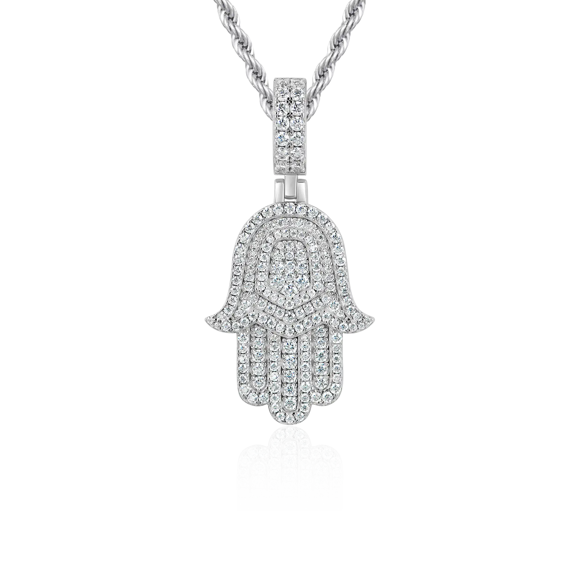 Moissanite Double-Layered Hamsa Pendant