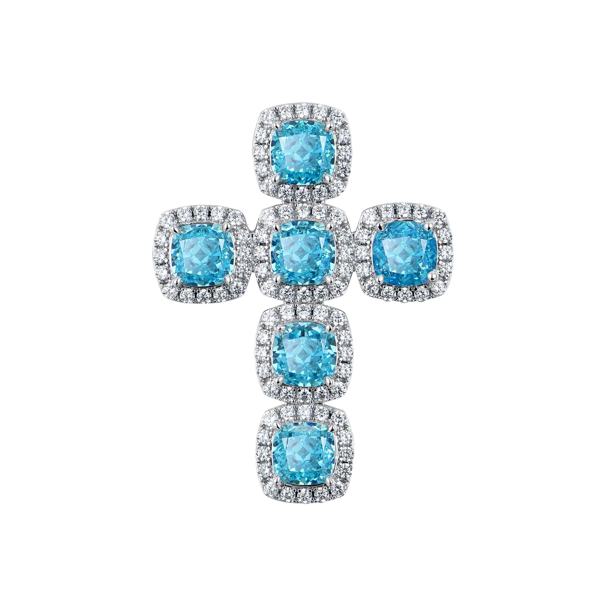 Radiant Cut Clustered Cross Pendant