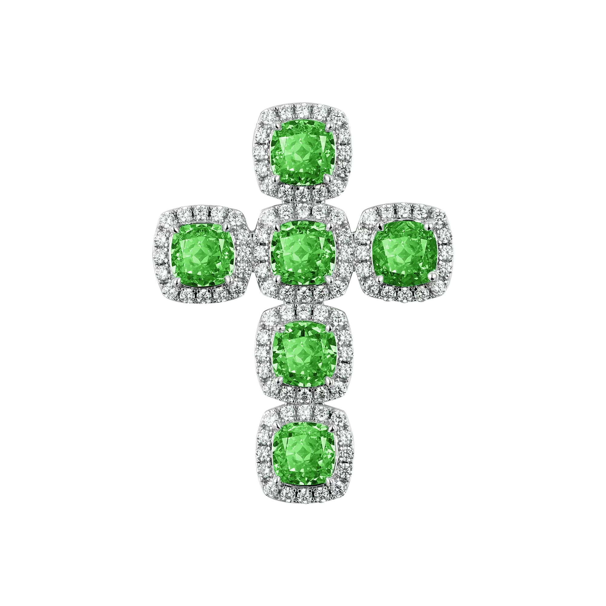 Radiant Cut Clustered Cross Pendant