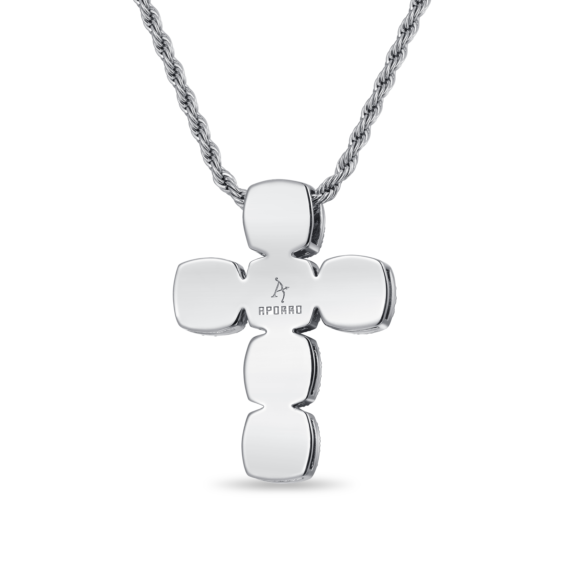 Radiant Cut Cross Pendant - Fancy Light Pink