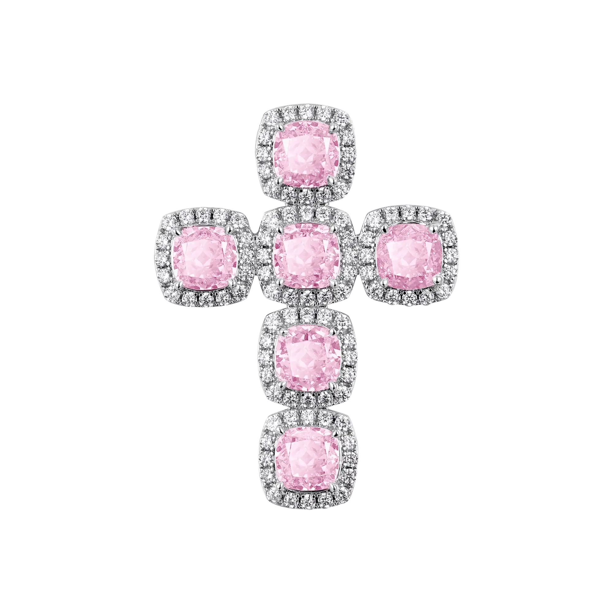 Radiant Cut Clustered Cross Pendant