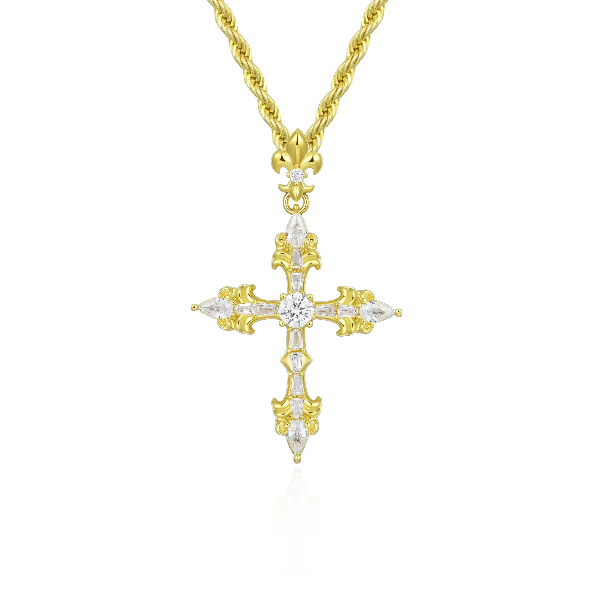 Fleur De Lis Cross Pendant
