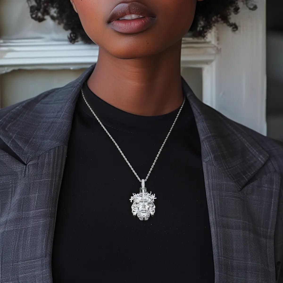Women's Jesus Piece Iced Pendant