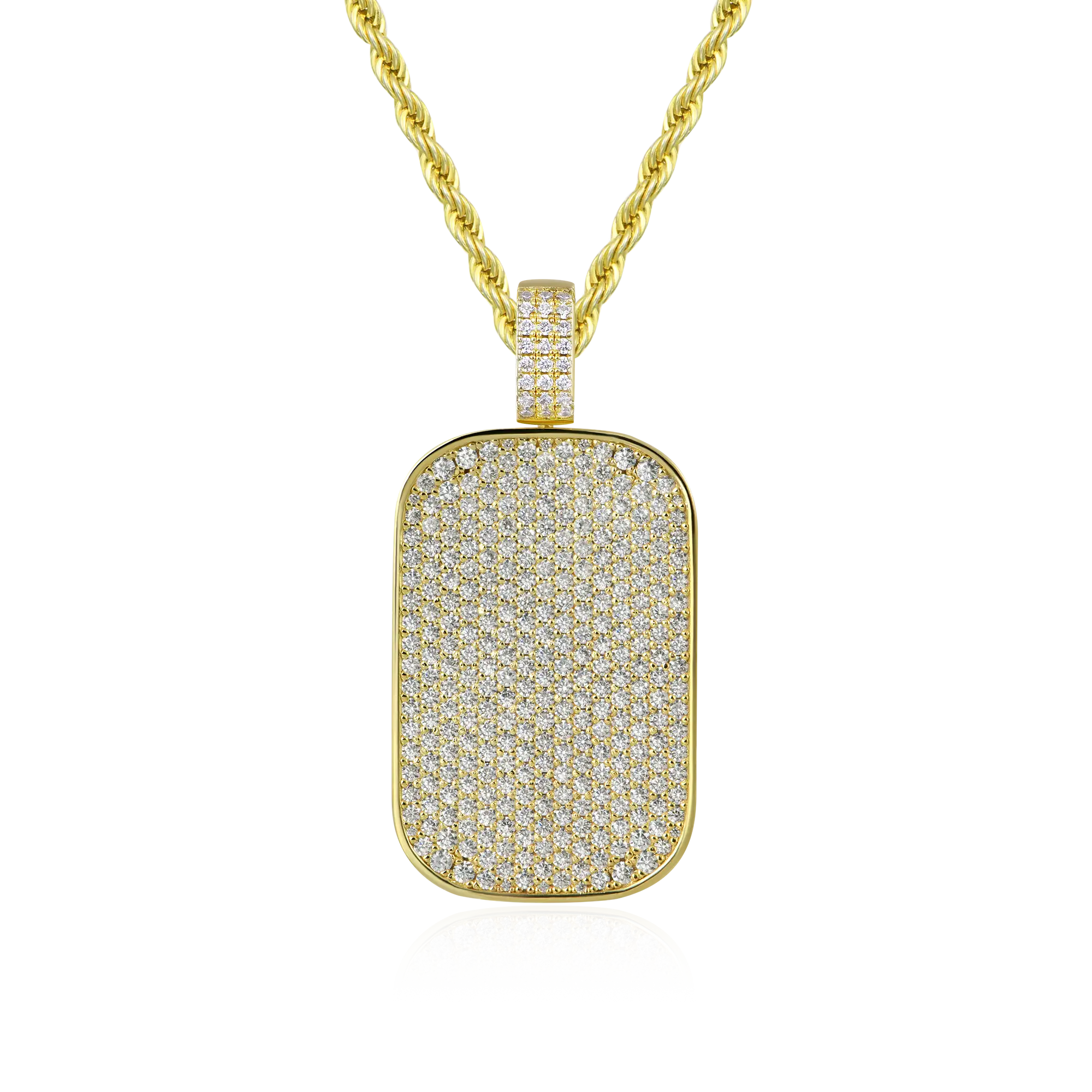 Custom Iced Moissanite Dog Tag Pendant