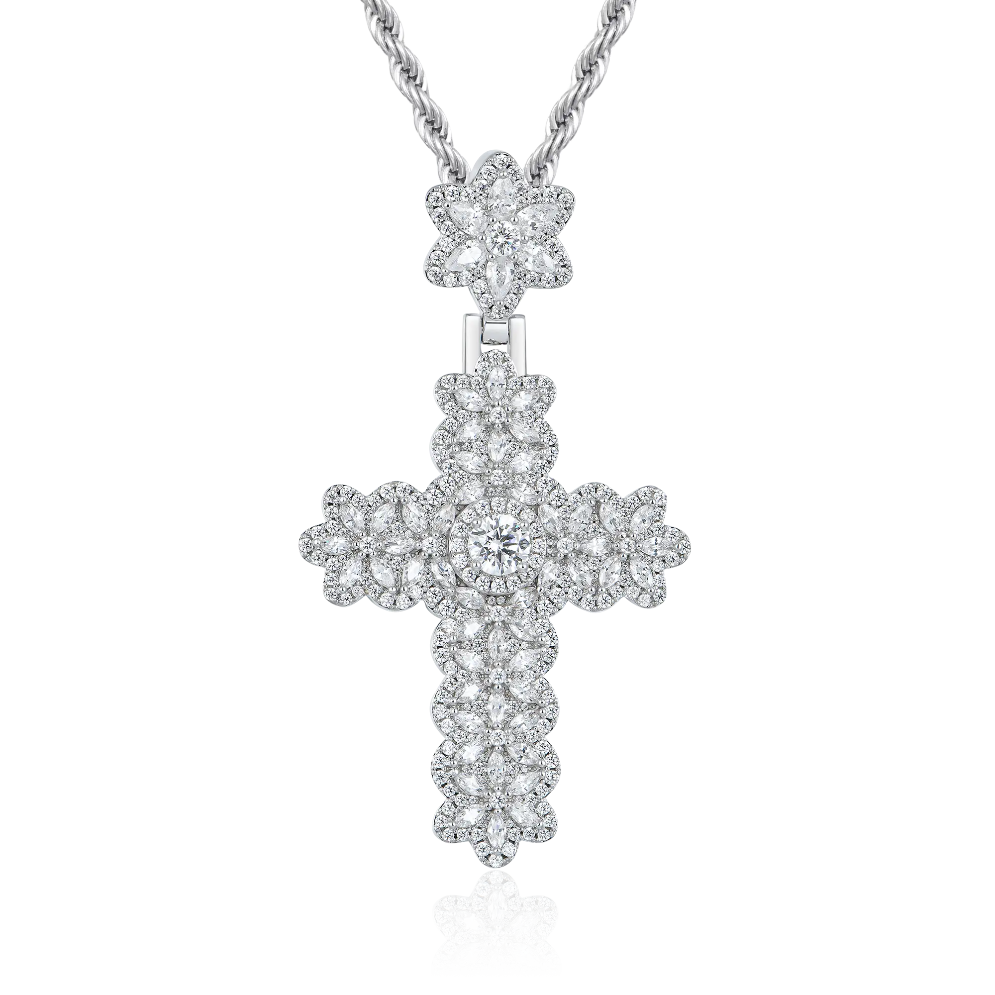 Marquise Flower Cross Pendant