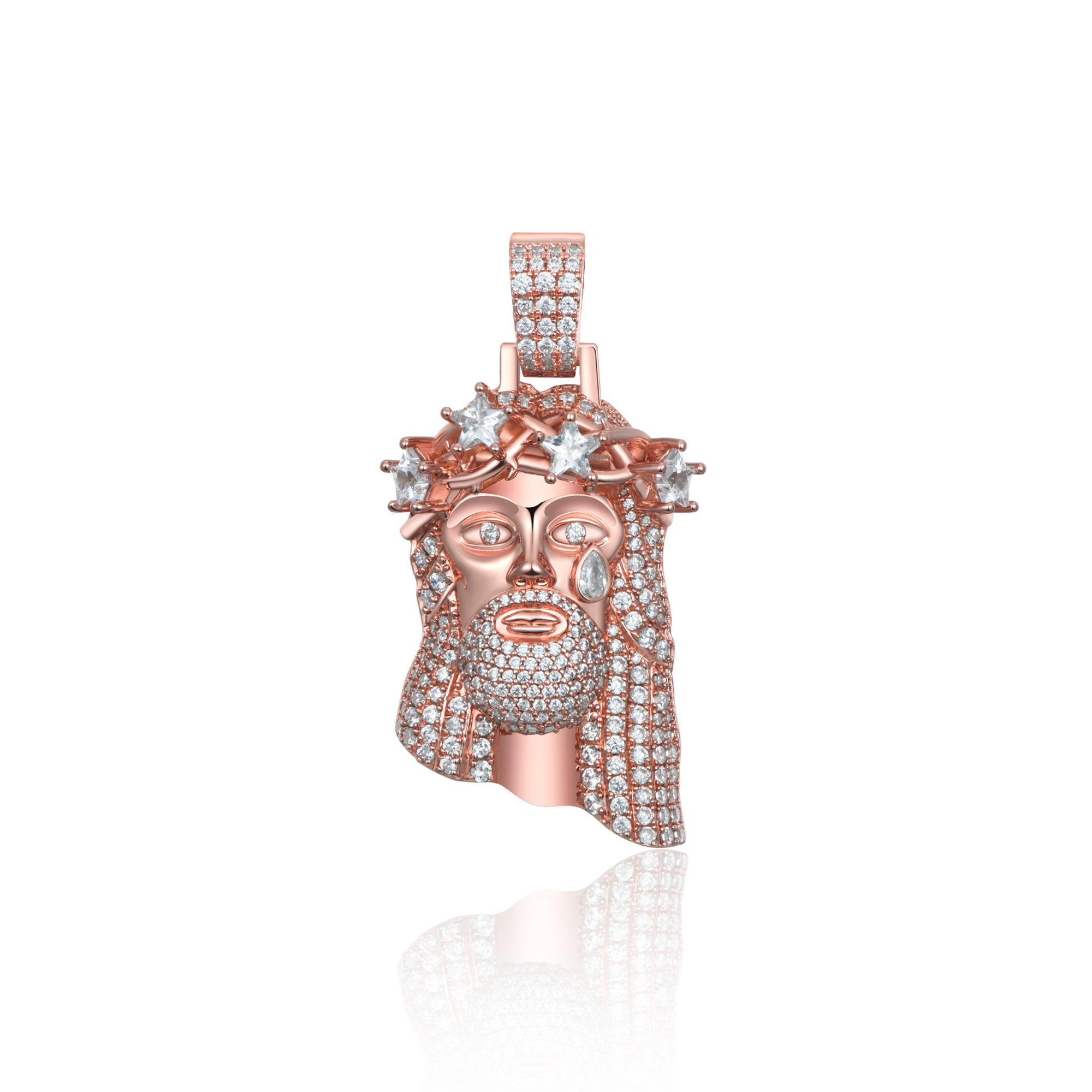Women's Rose Gold Stellar Jesus Pendant - Small