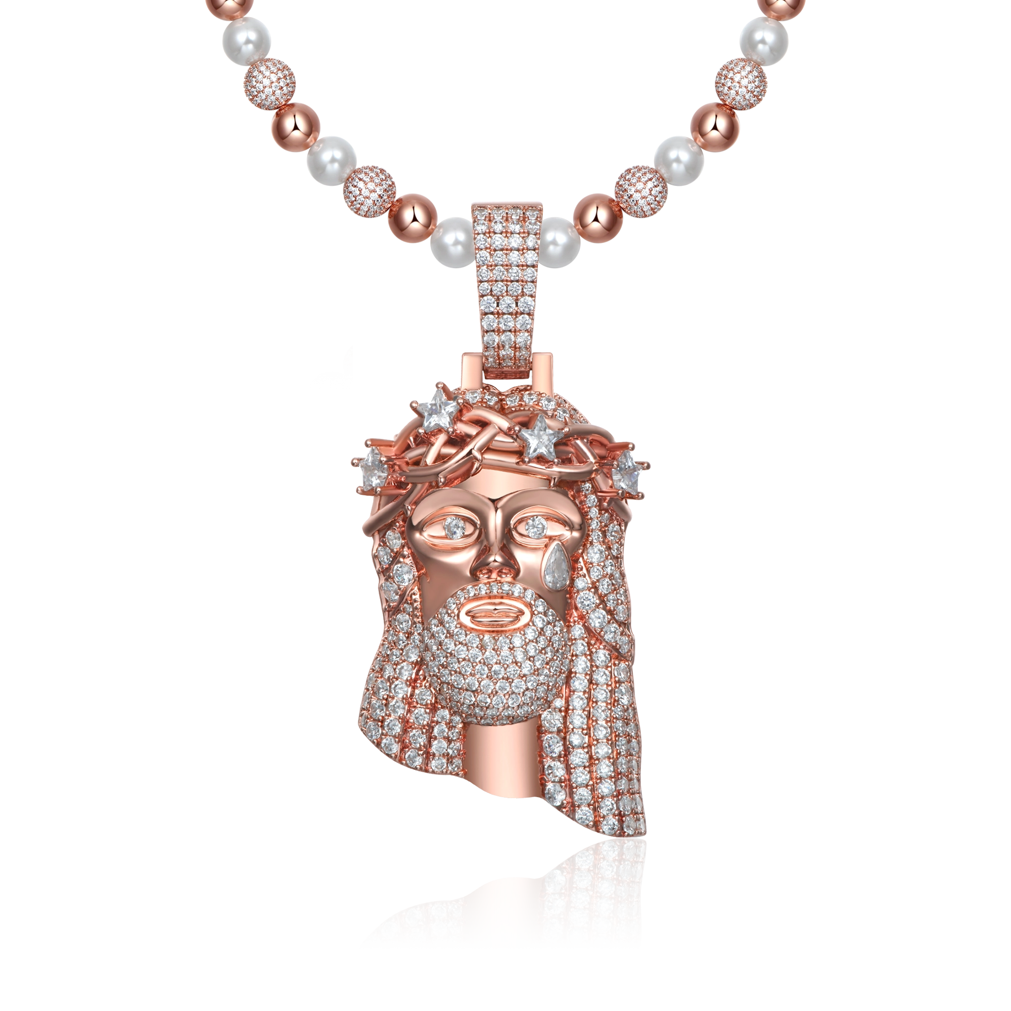 Rose Gold Stellar Jesus Pendant - Medium