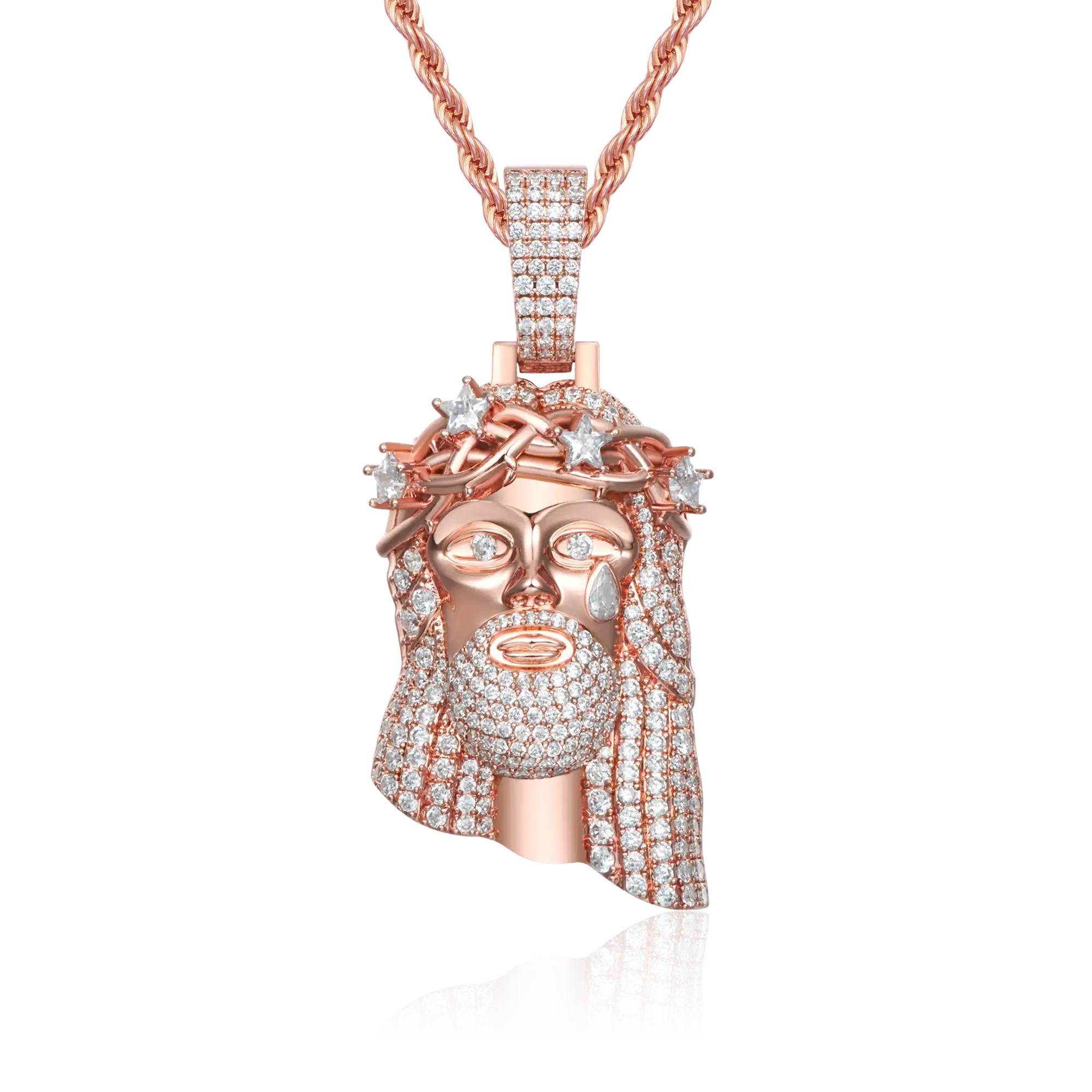 Rose Gold Stellar Jesus Pendant - Medium