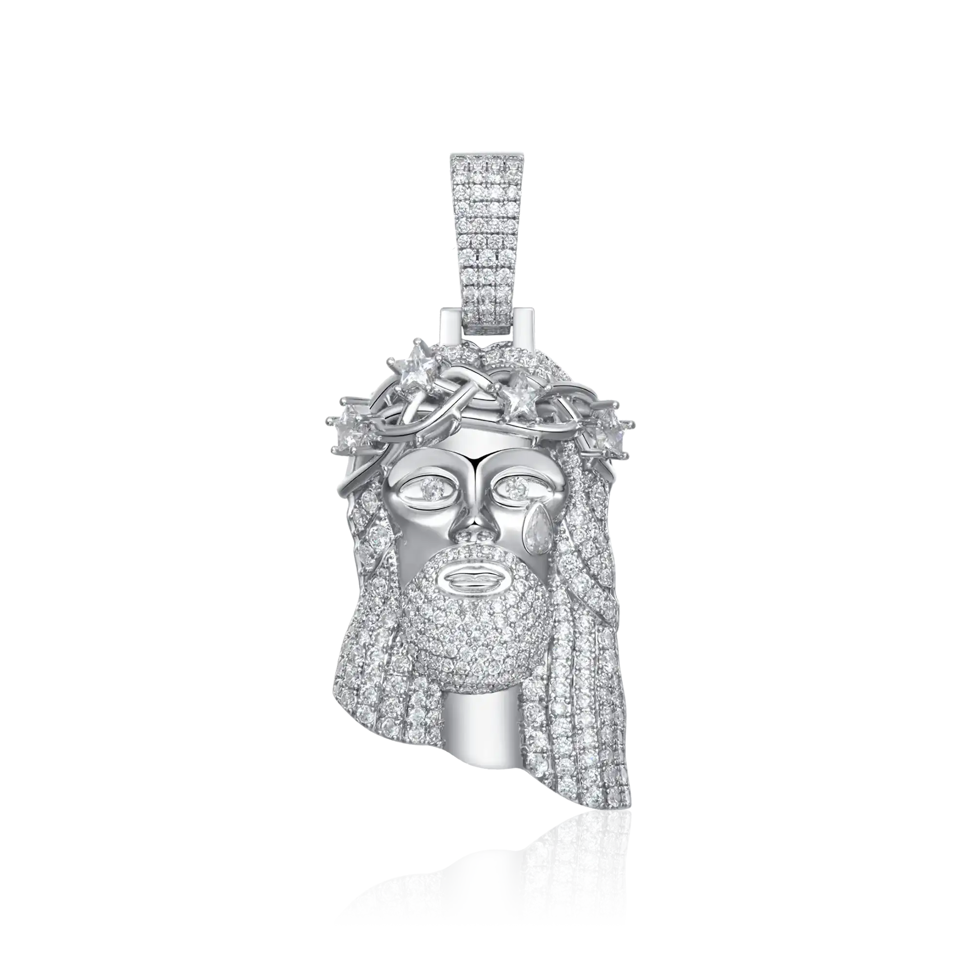 White Gold Stellar Jesus Pendant - Medium