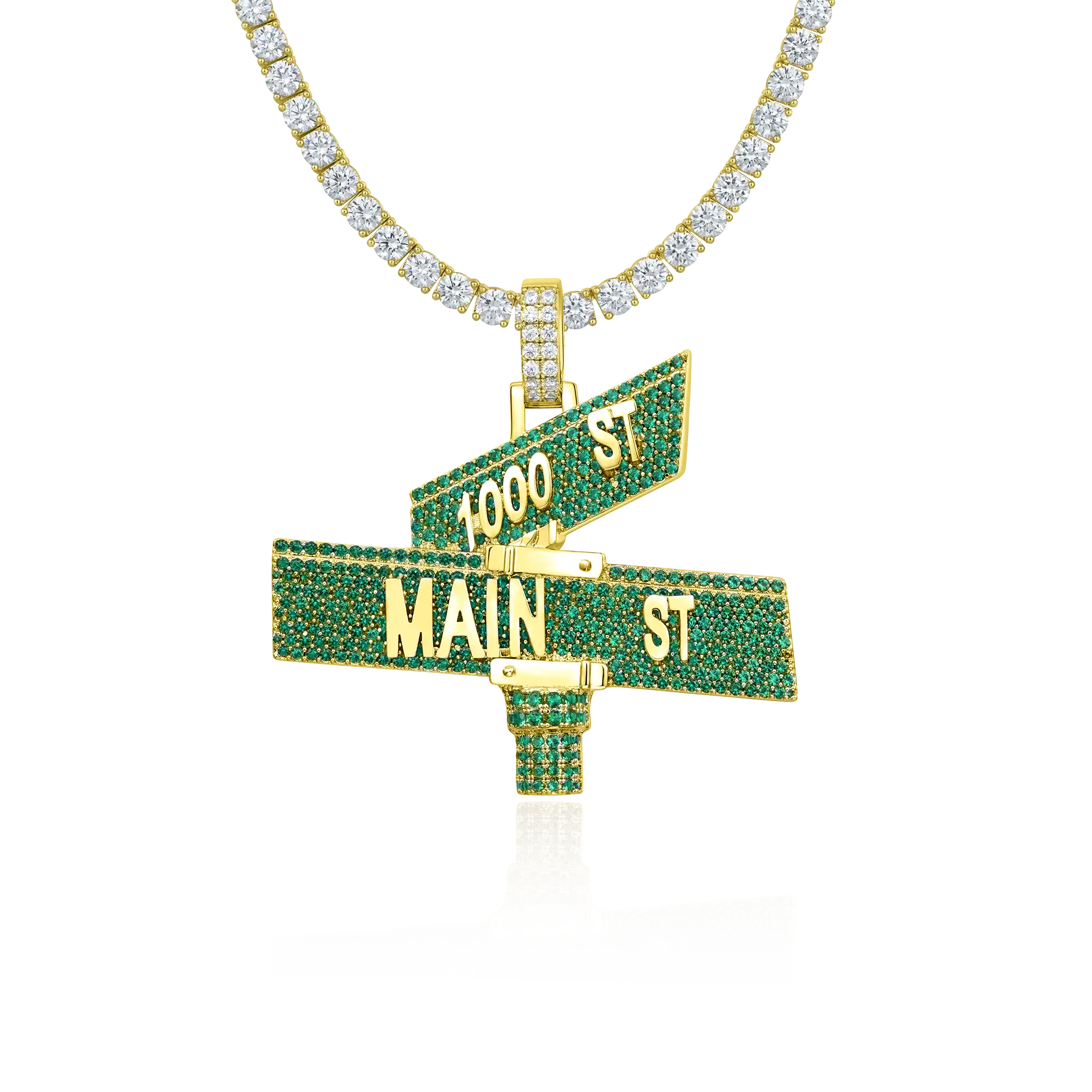 Custom Iced Street Sign Pendant