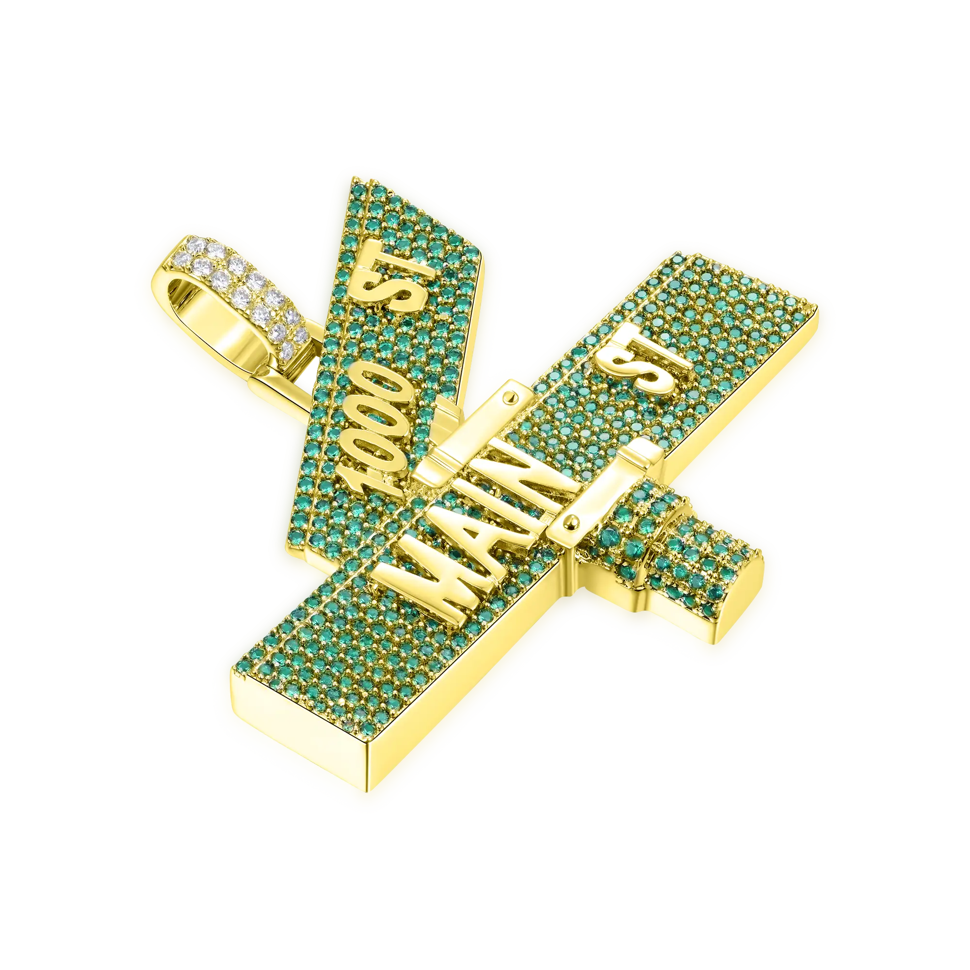 Custom Iced Street Sign Pendant