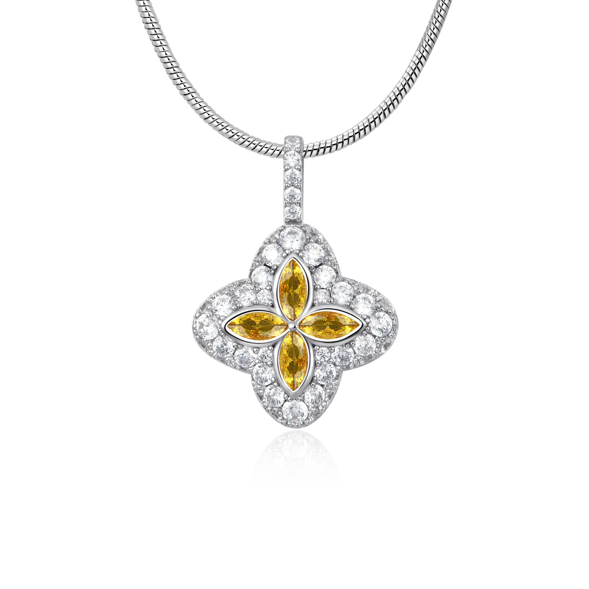 Moissanite Luminous Clover Pendant - Yellow Diamond
