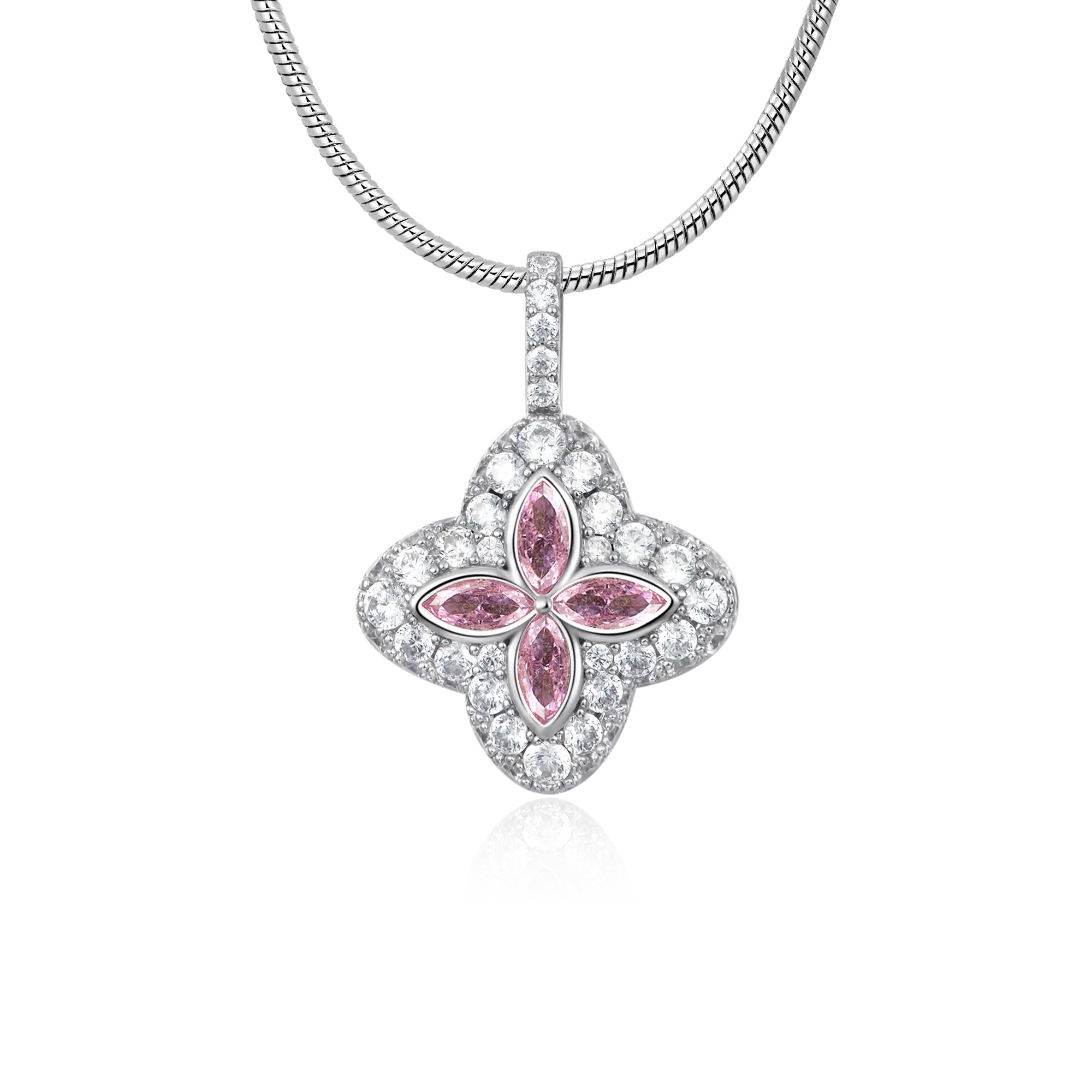 Moissanite Luminous Clover Pendant - Pink Diamond