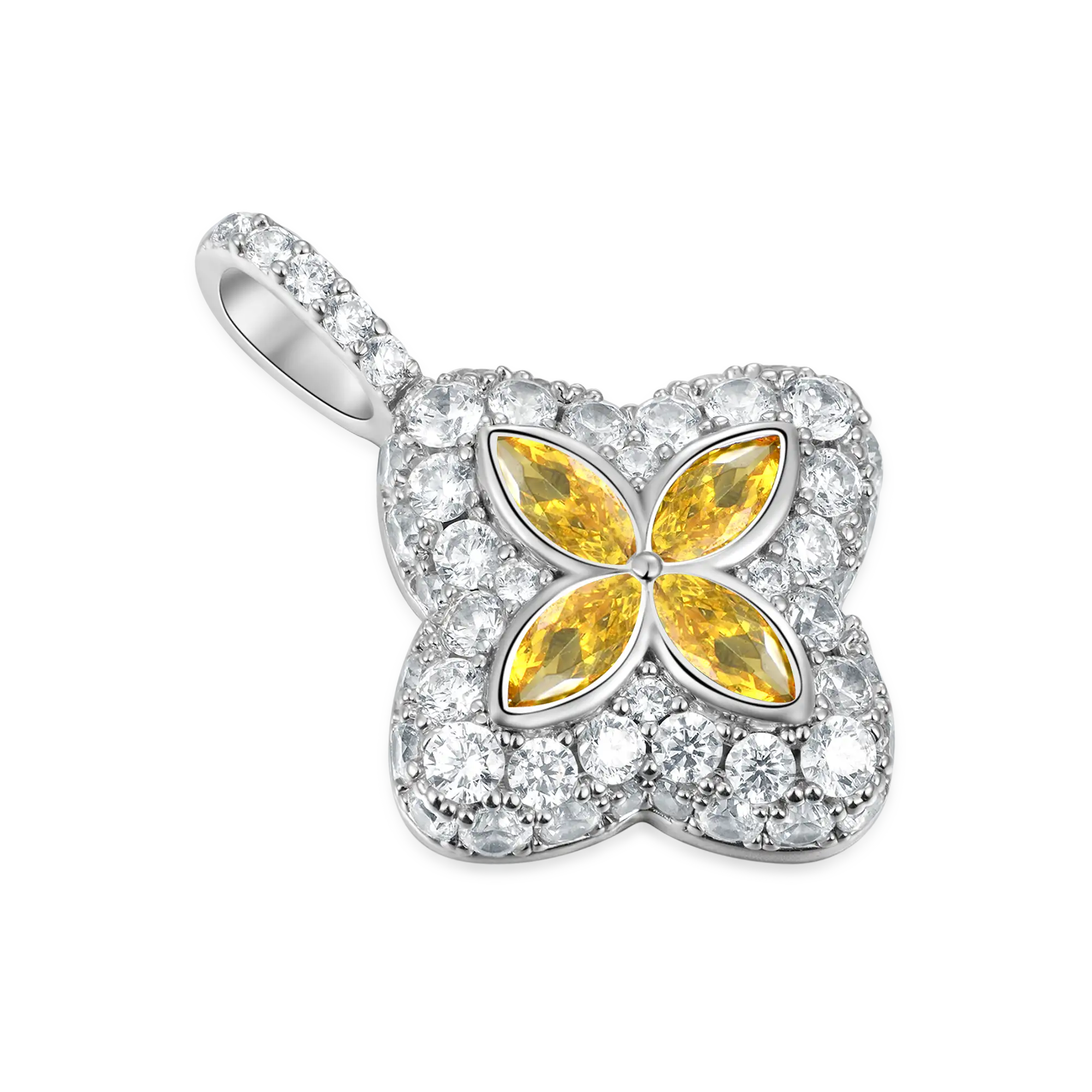 Moissanite Luminous Clover Pendant - Yellow Diamond